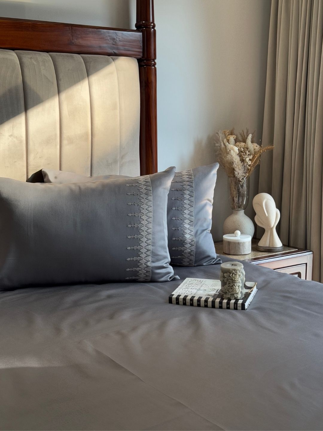1000TC Cotton Rich Ivy Dark Grey Syona Bedsheet Set