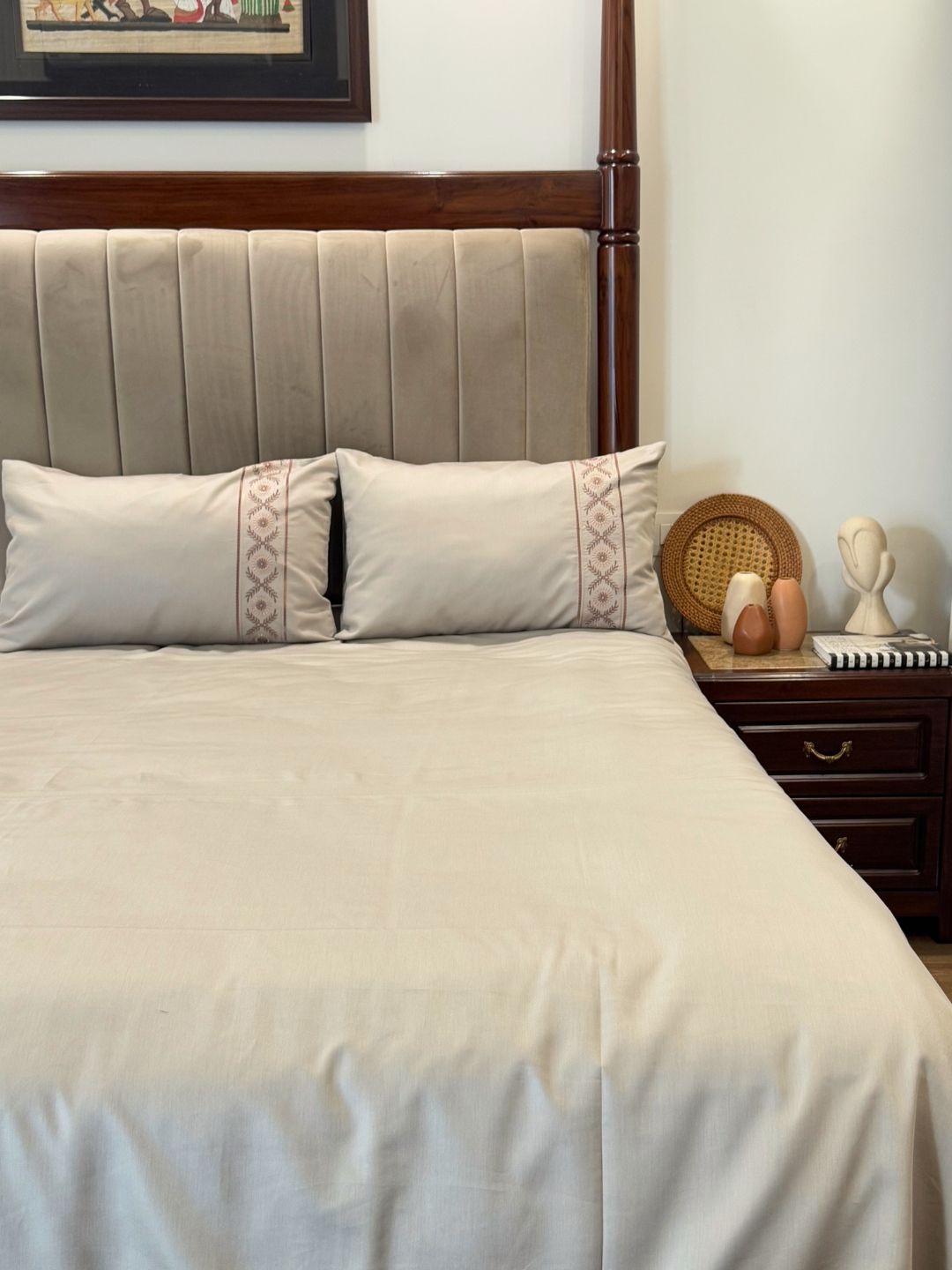 1000TC Cotton Rich Sophie Beige Syona Bedsheet Set
