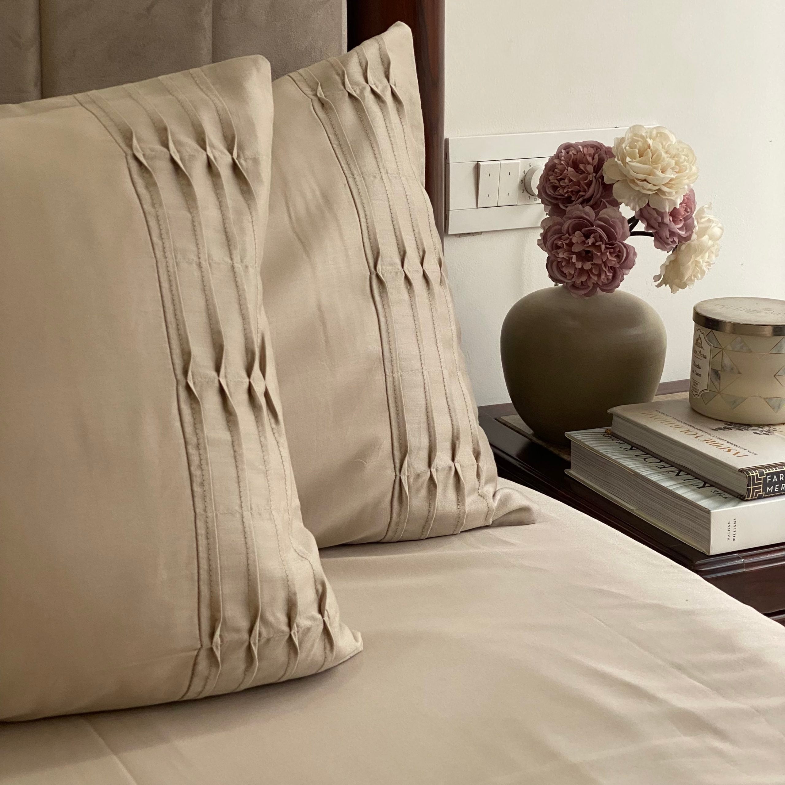 Beige Tetra Pleat Bedsheet