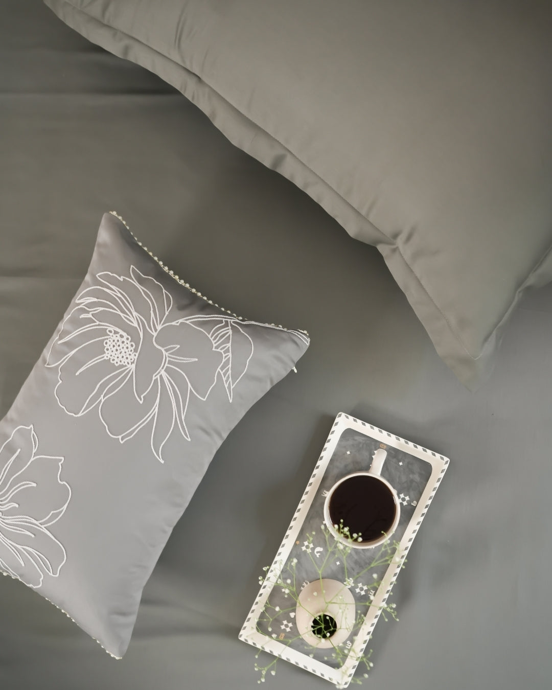 Blume Dark Grey 1000TC Cotton Rich Lorenza Bedsheet Set in Gift Box (5 PC Set)