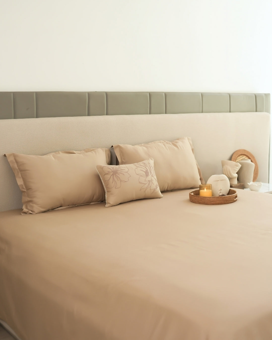 Blume Sand 1000TC Cotton Rich Lorenza Bedsheet Set in Gift Box (5 PC Set)