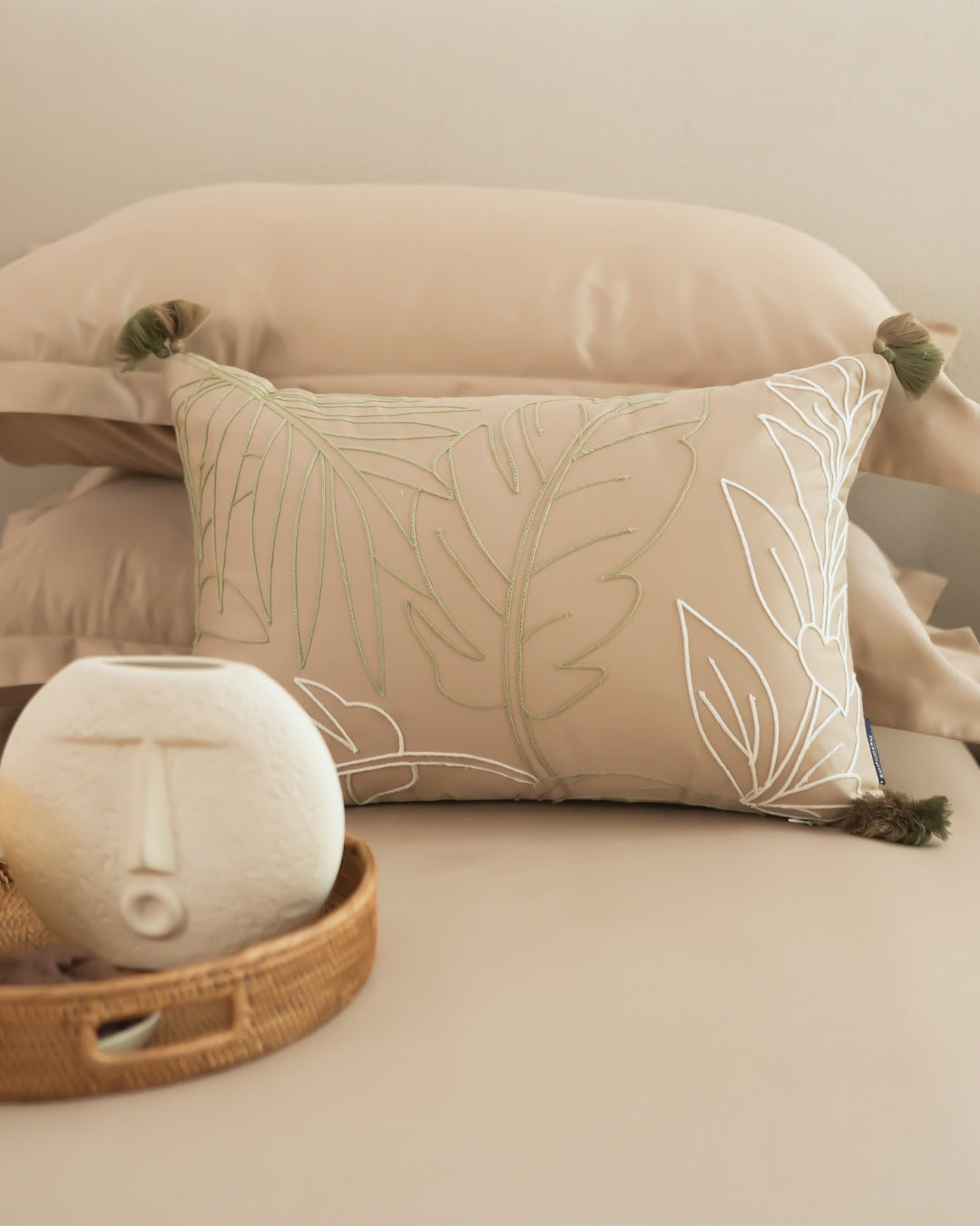 Clara Sand 1000TC Cotton Rich Lorenza Bedsheet Set in Gift Box (5 PC Set)