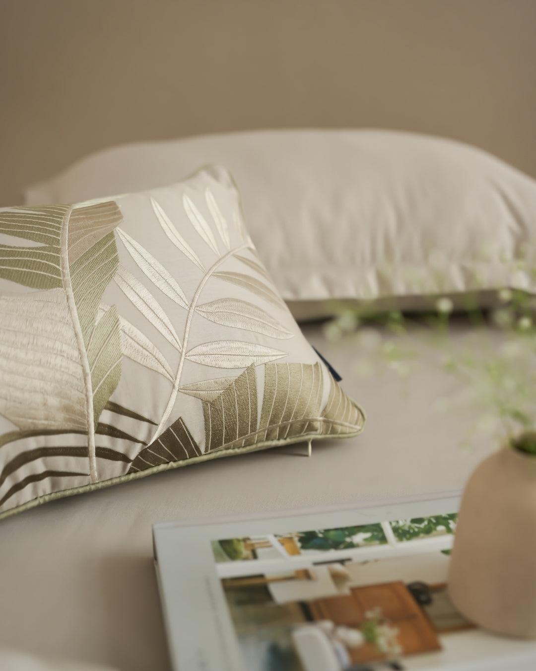 Palmea Beige 1000TC Cotton Rich Lorenza Bedsheet Set in Gift Box (5 PC Set)