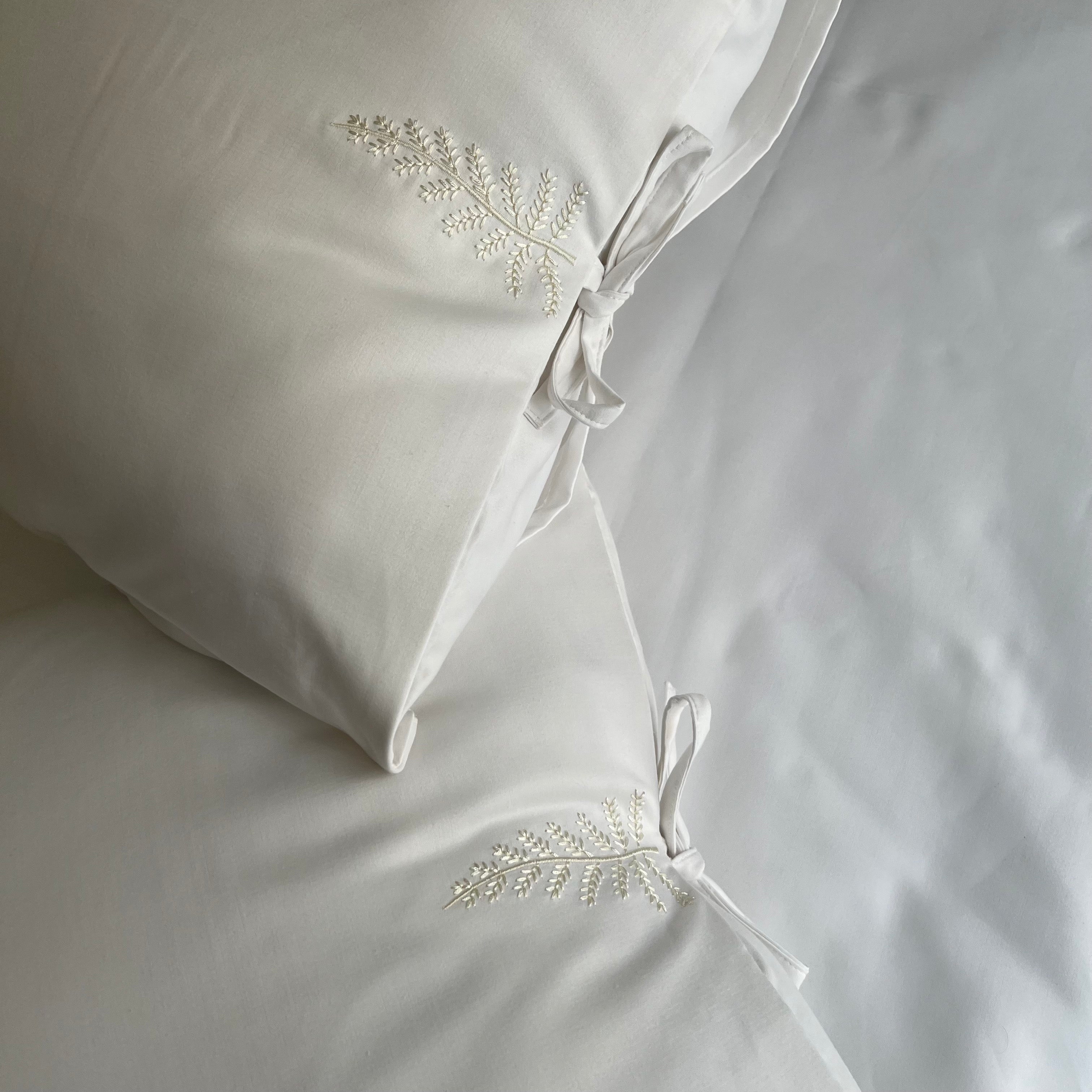 1000TC Fern Snow White Egyptian Cotton Bedsheet