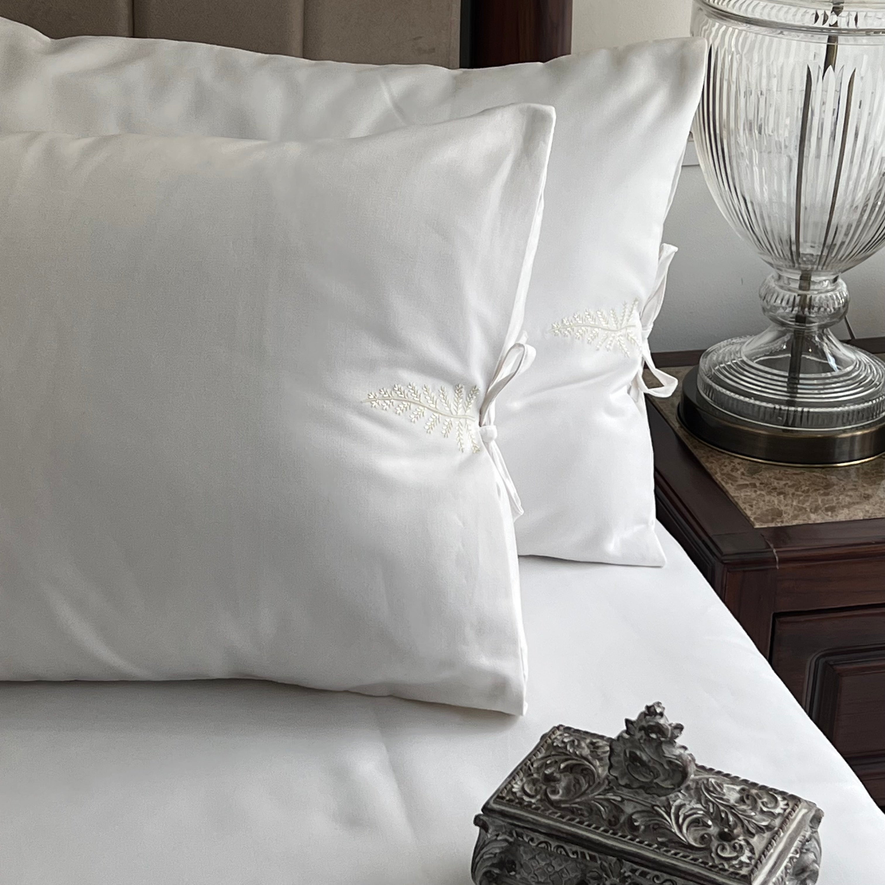 1000TC Fern Snow White Egyptian Cotton Bedsheet