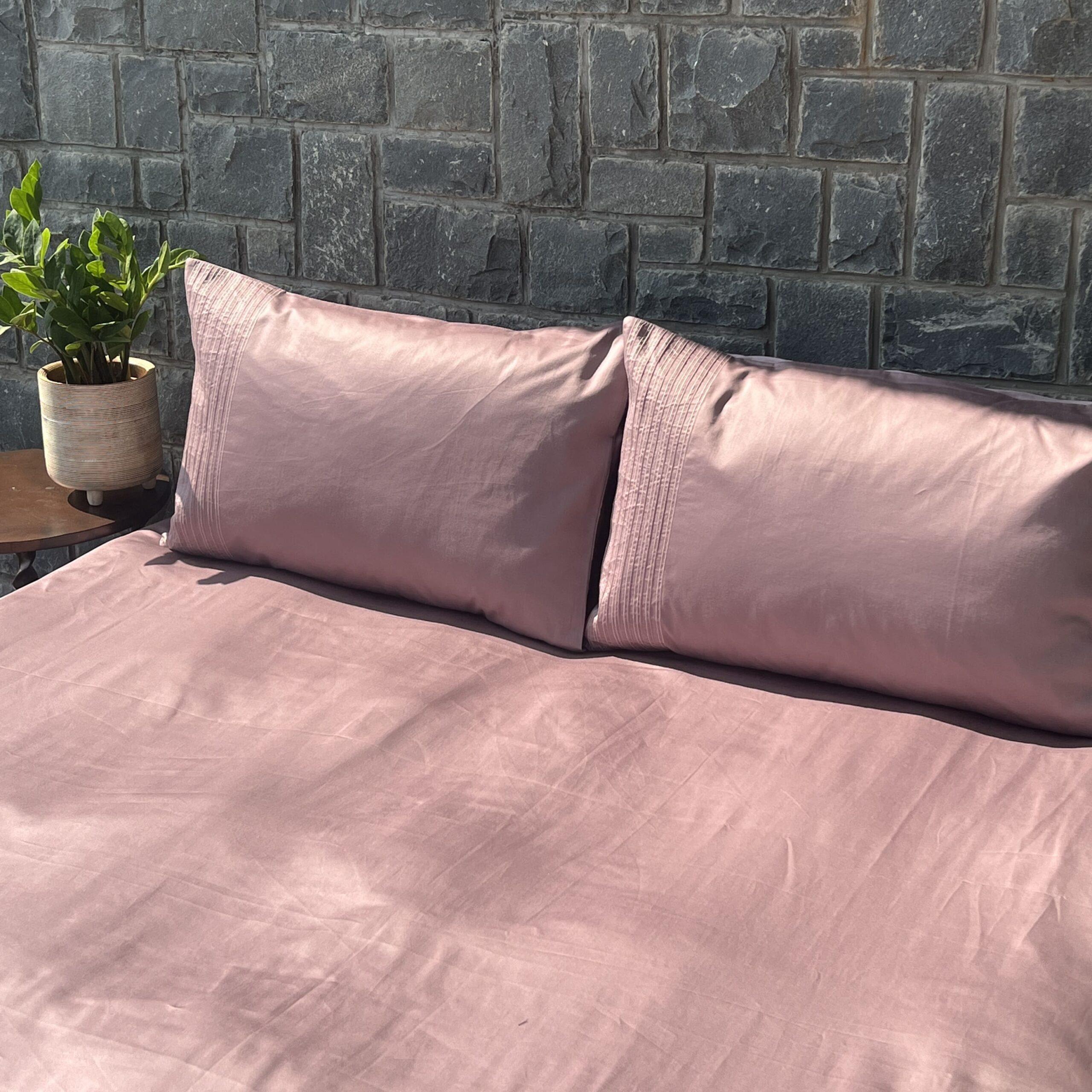 Pinstripe Old Rose Bedsheet Set