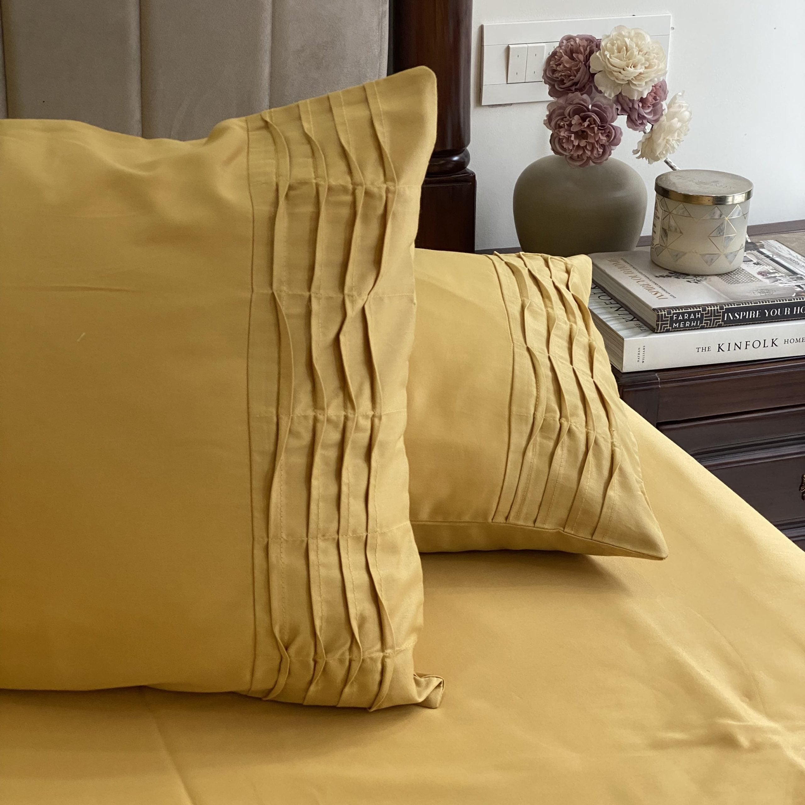 Buttercup Yellow Tetra Pleat Bedsheet