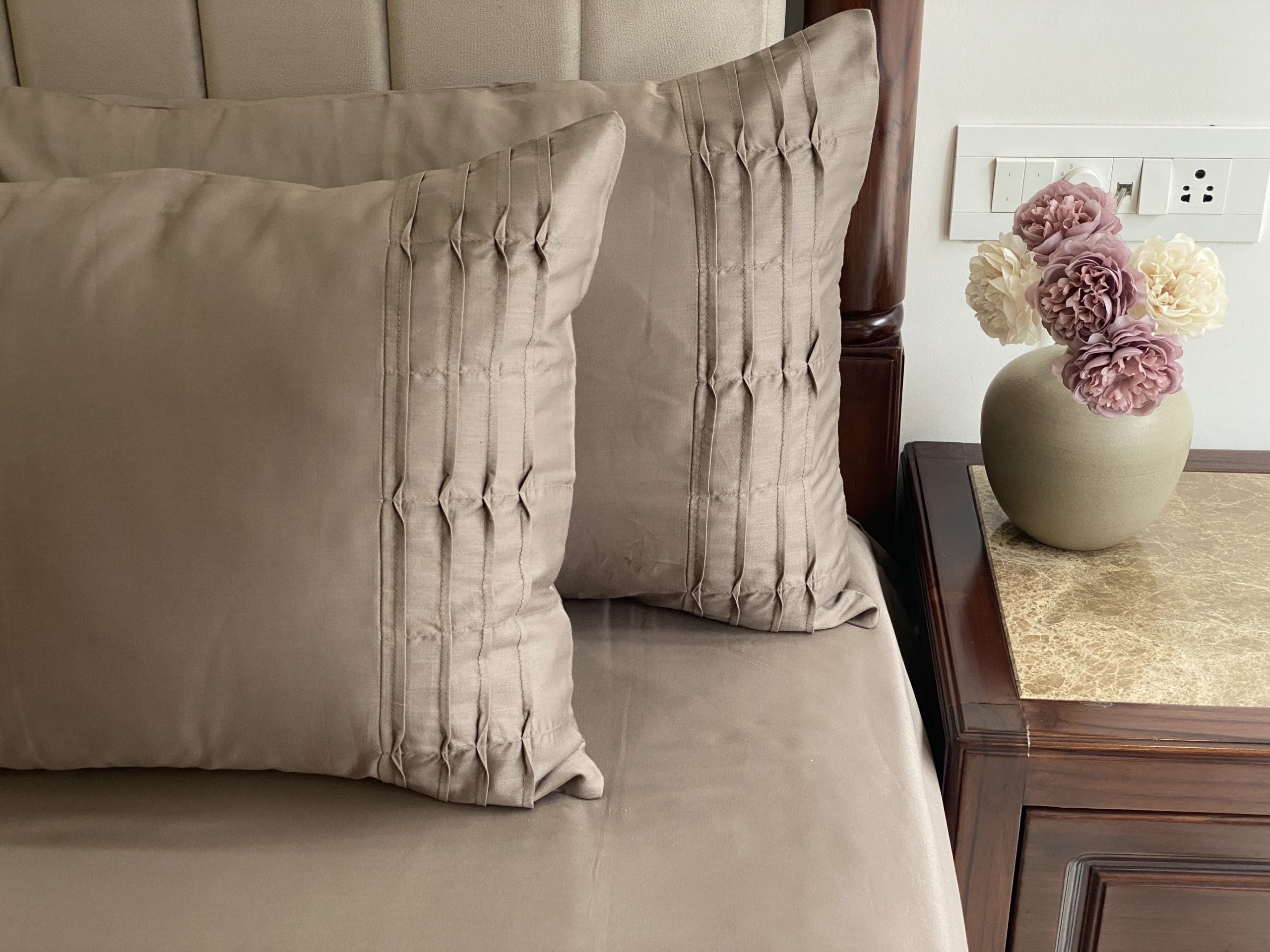 Khaki Tetra Pleat Bedsheet