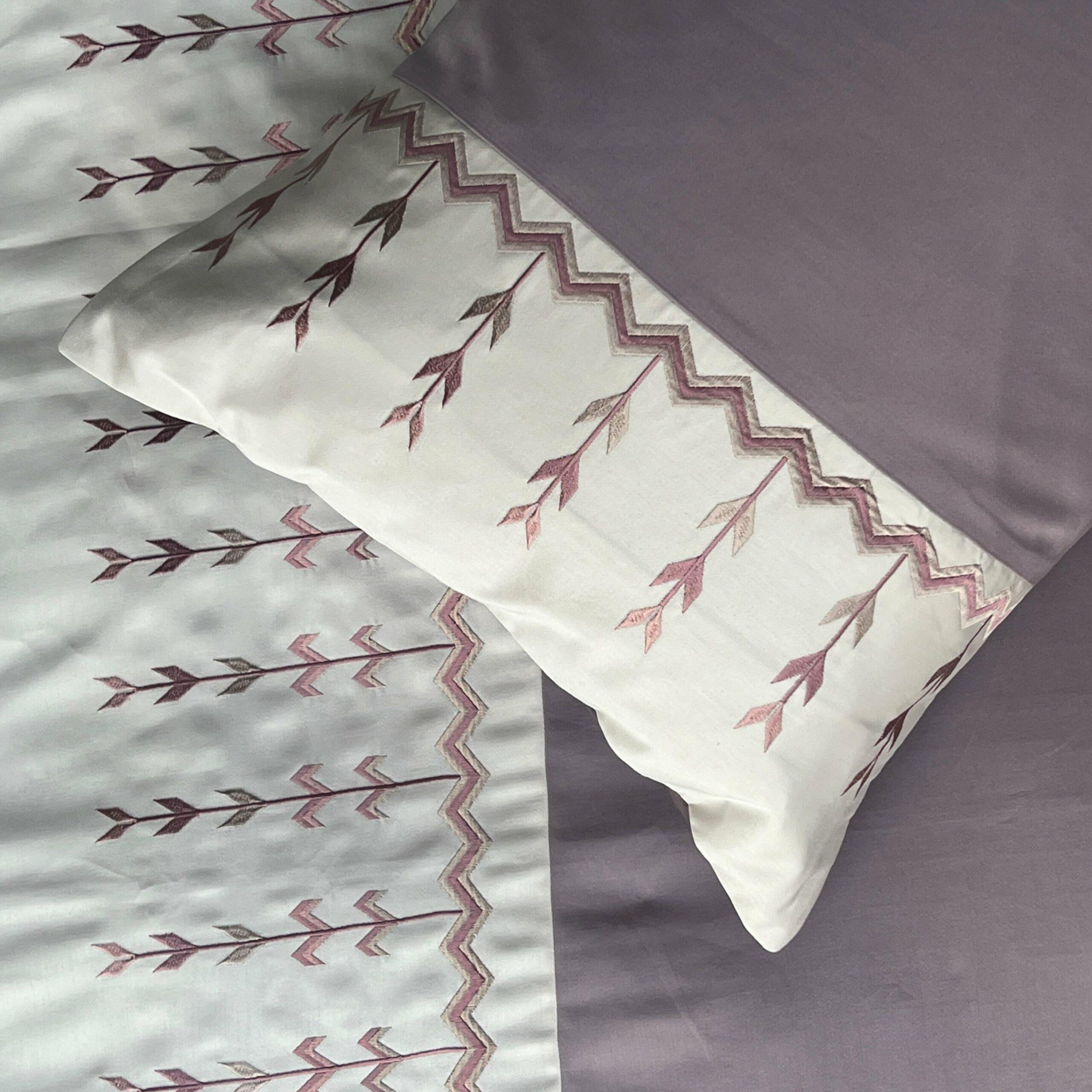 Aero Buff and Old Rose Embroidered Bedsheet Set