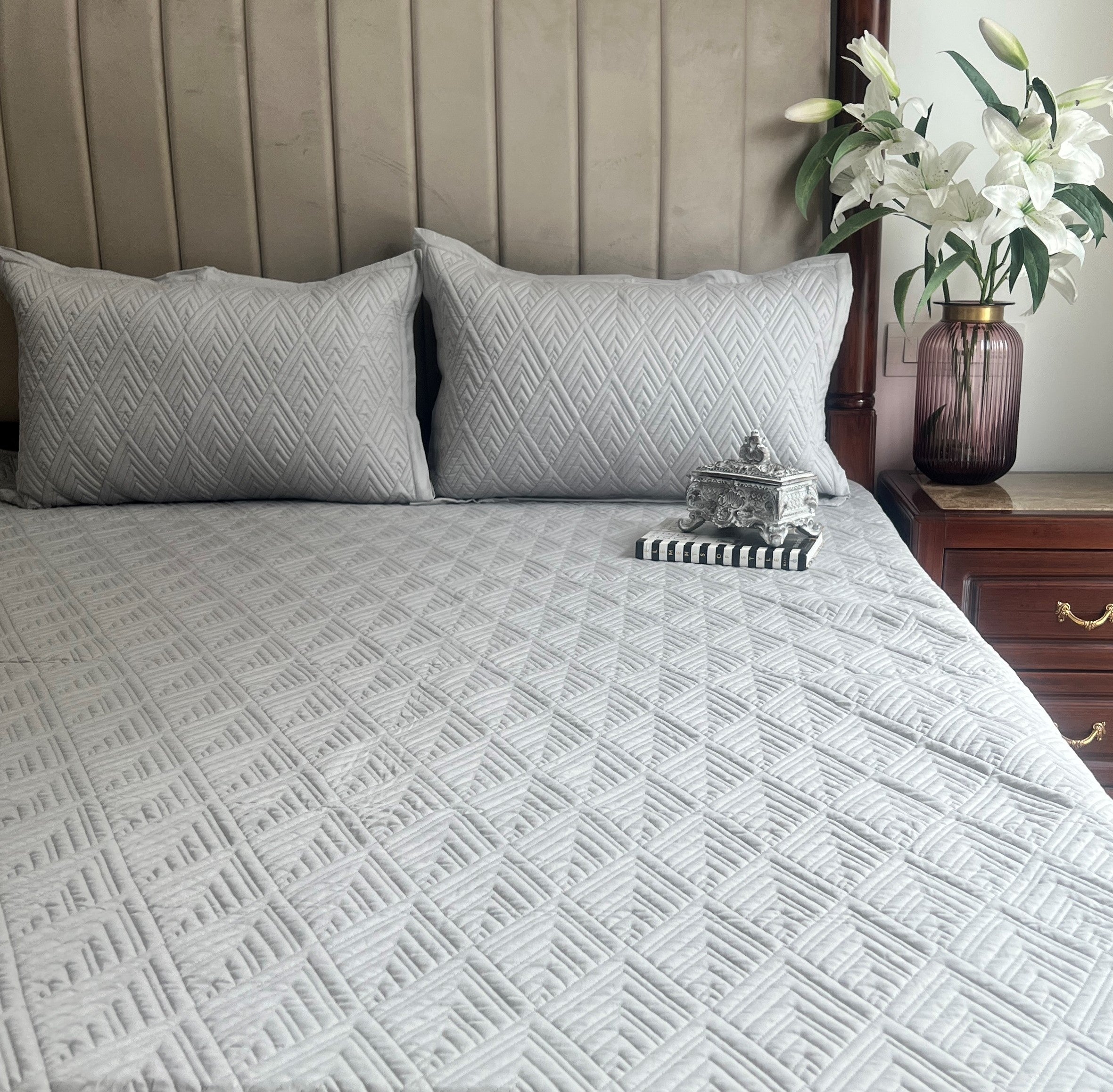 Sandstone Grey Vogue Cotton Reversible Bedspread