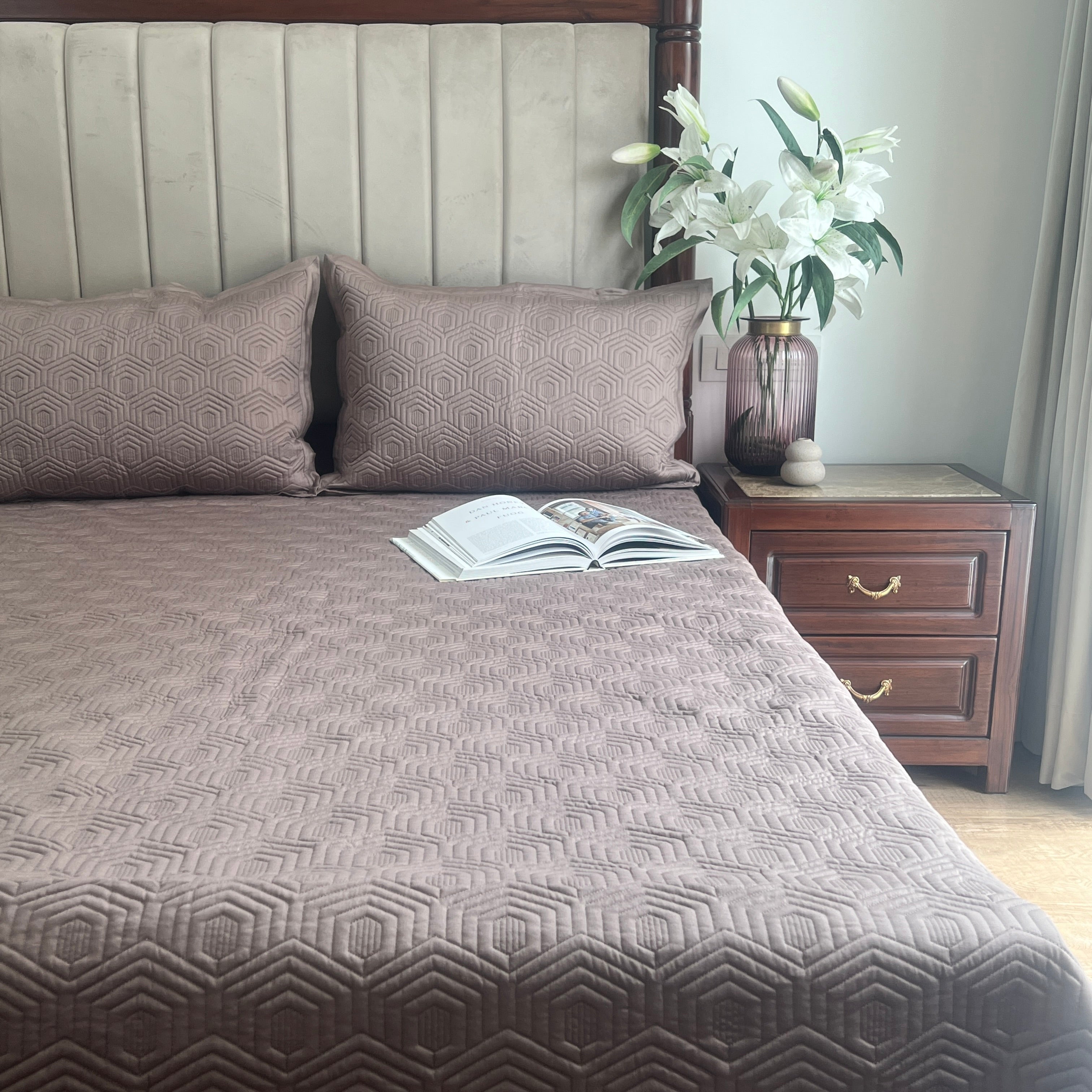 Taupe Zephyr Cotton Reversible Bedspread