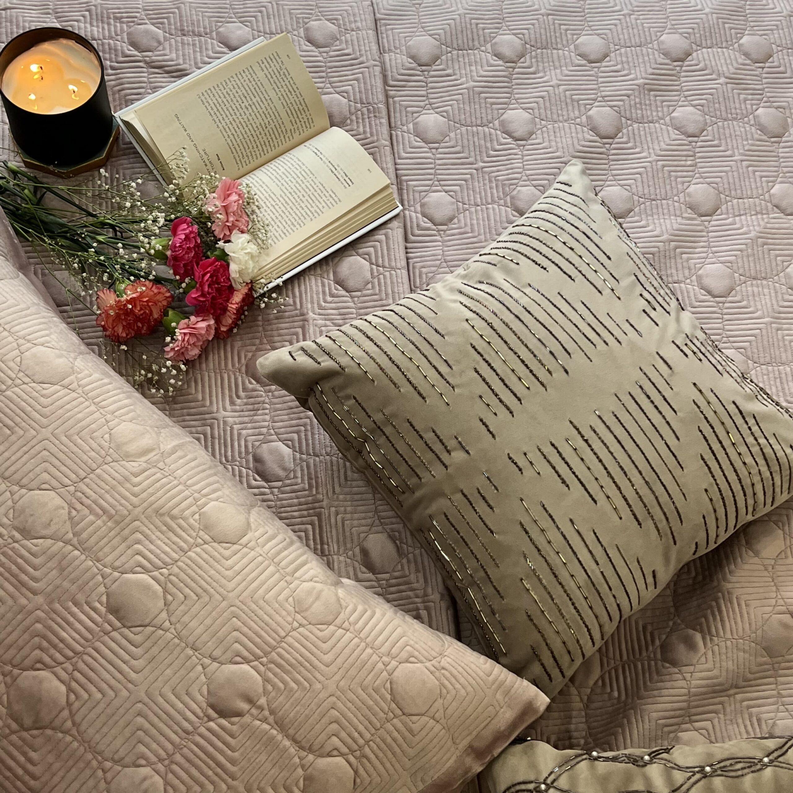 Bubble Onion Pink Velvet Bedspread