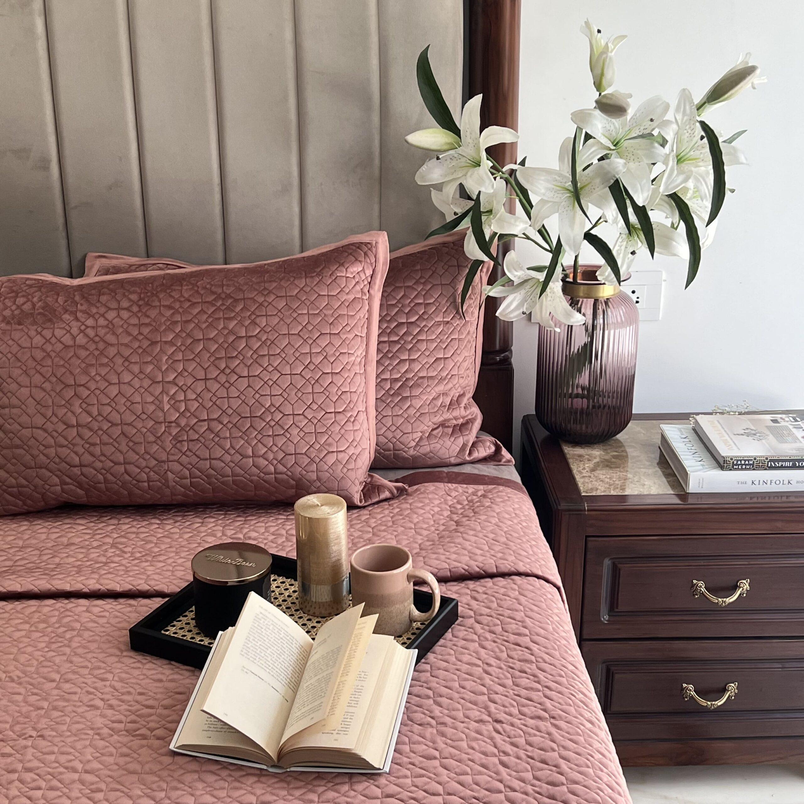 Nouveau Blush Velvet Bedspread