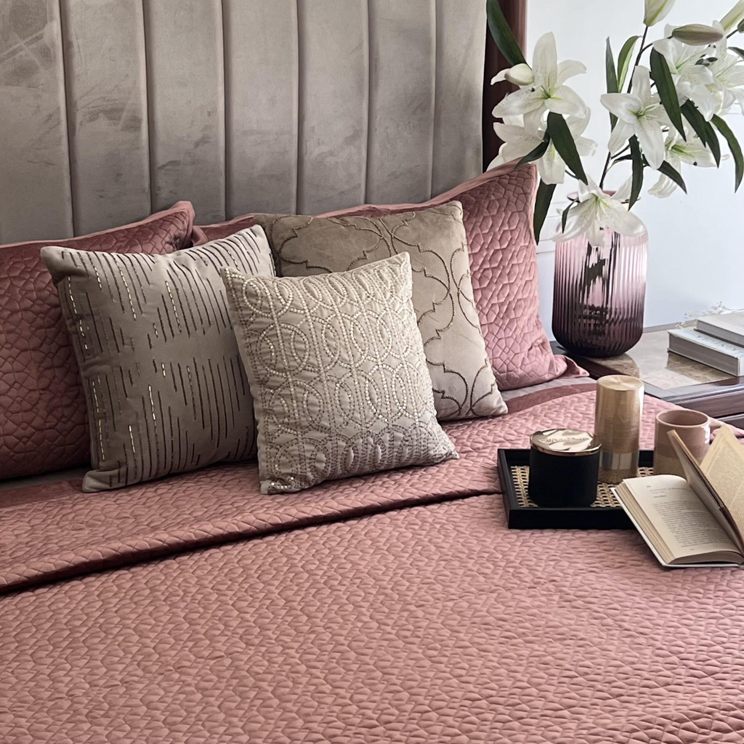 Nouveau Blush Velvet Bedspread