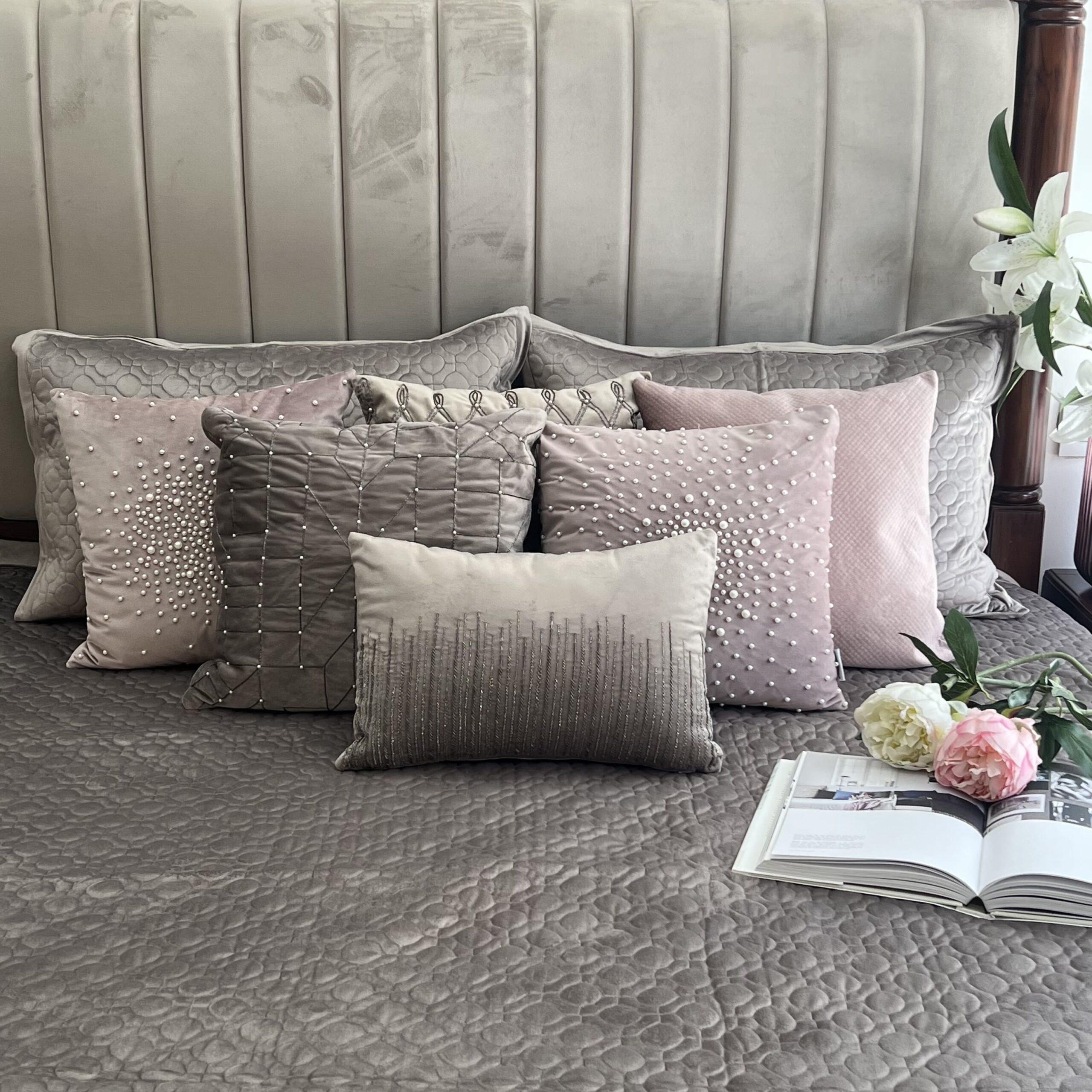 Oriental Silver Velvet Bedspread