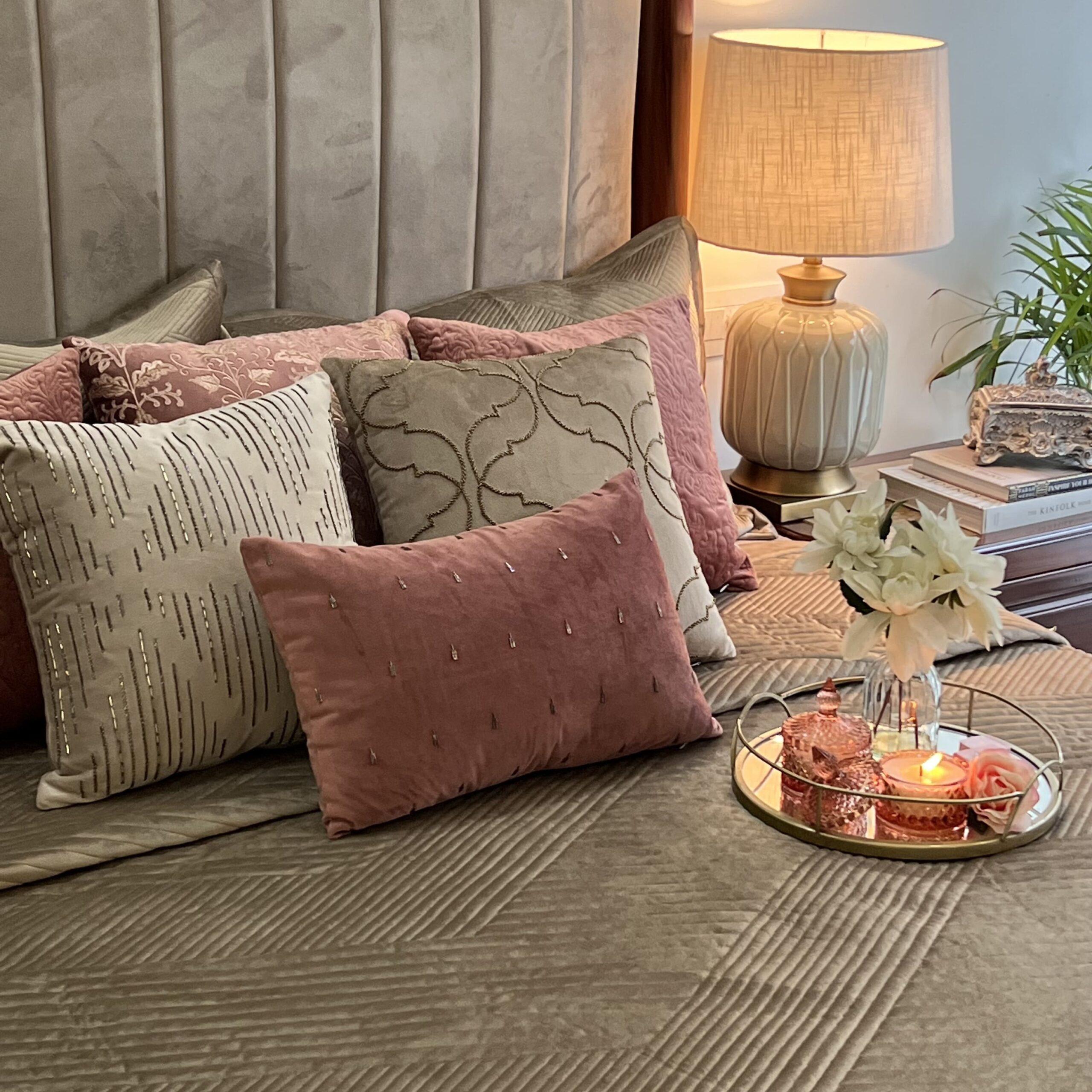 Regal Rose Gold Velvet Bedspread