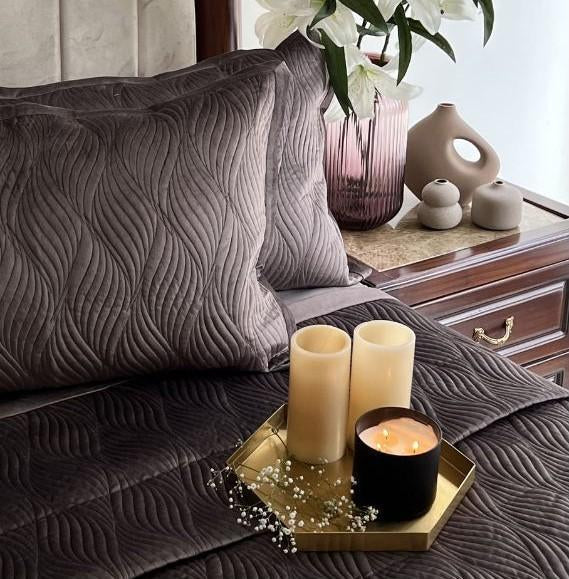 Ridge Mousse Velvet Bedspread