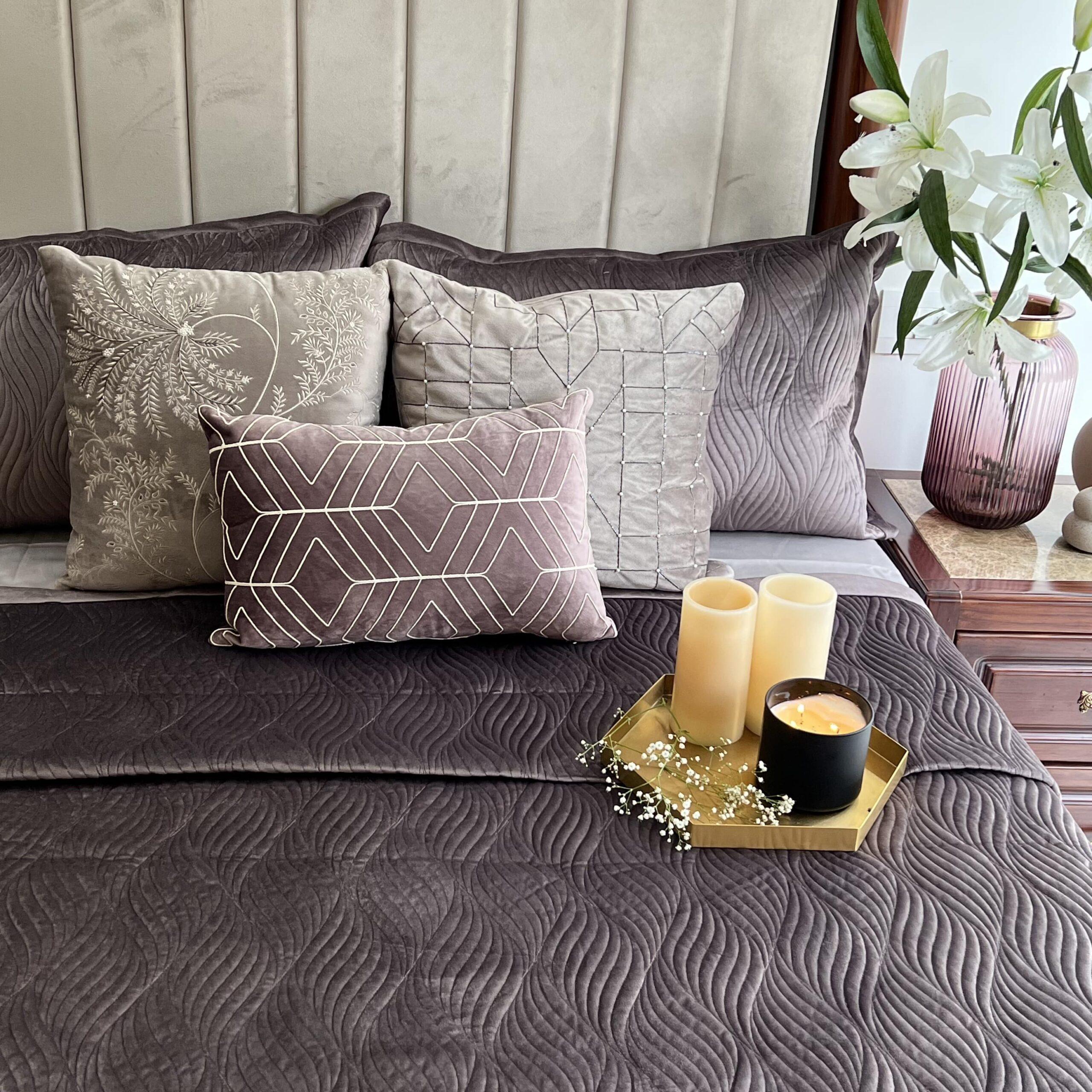 Ridge Mousse Velvet Bedspread