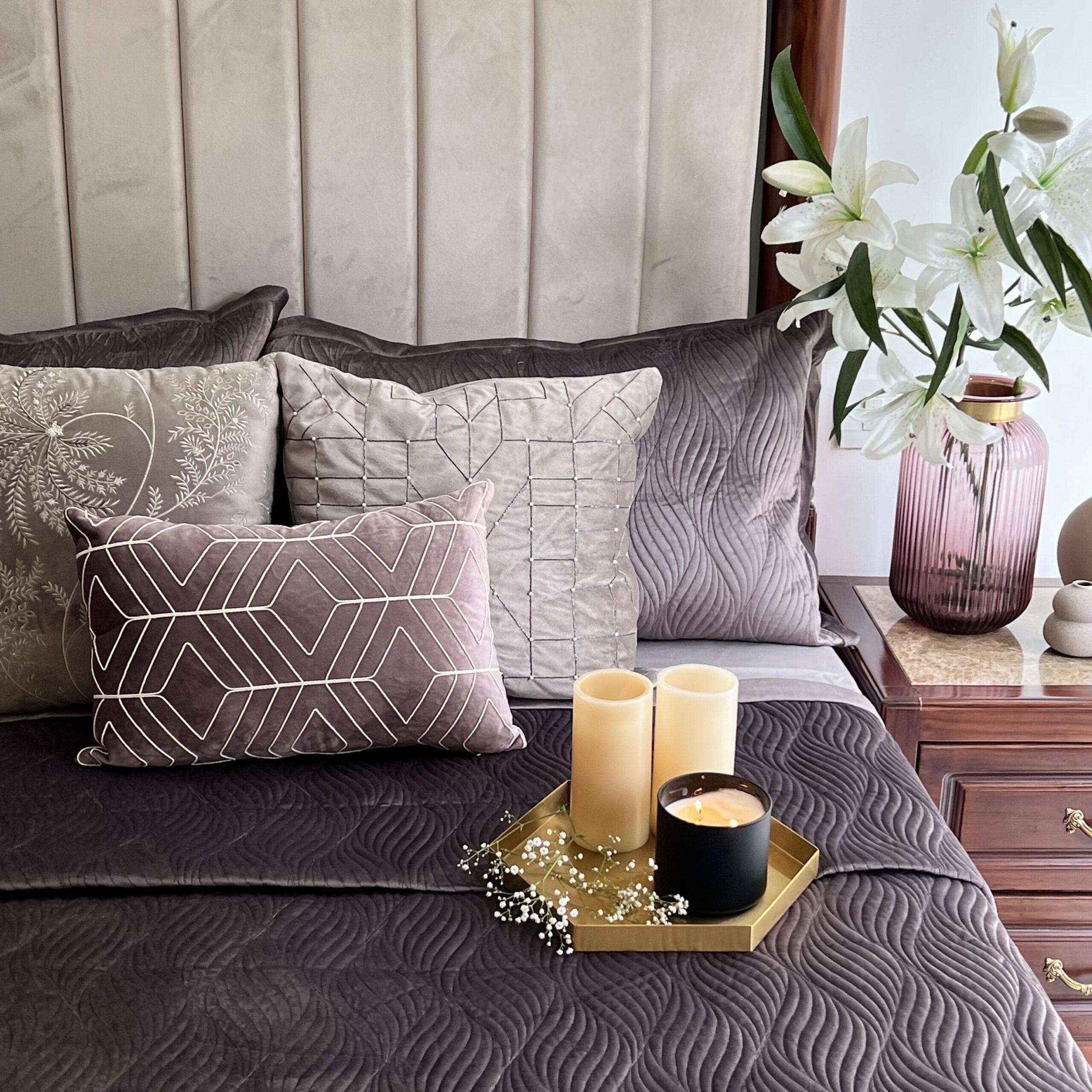 Ridge Mousse Velvet Bedspread