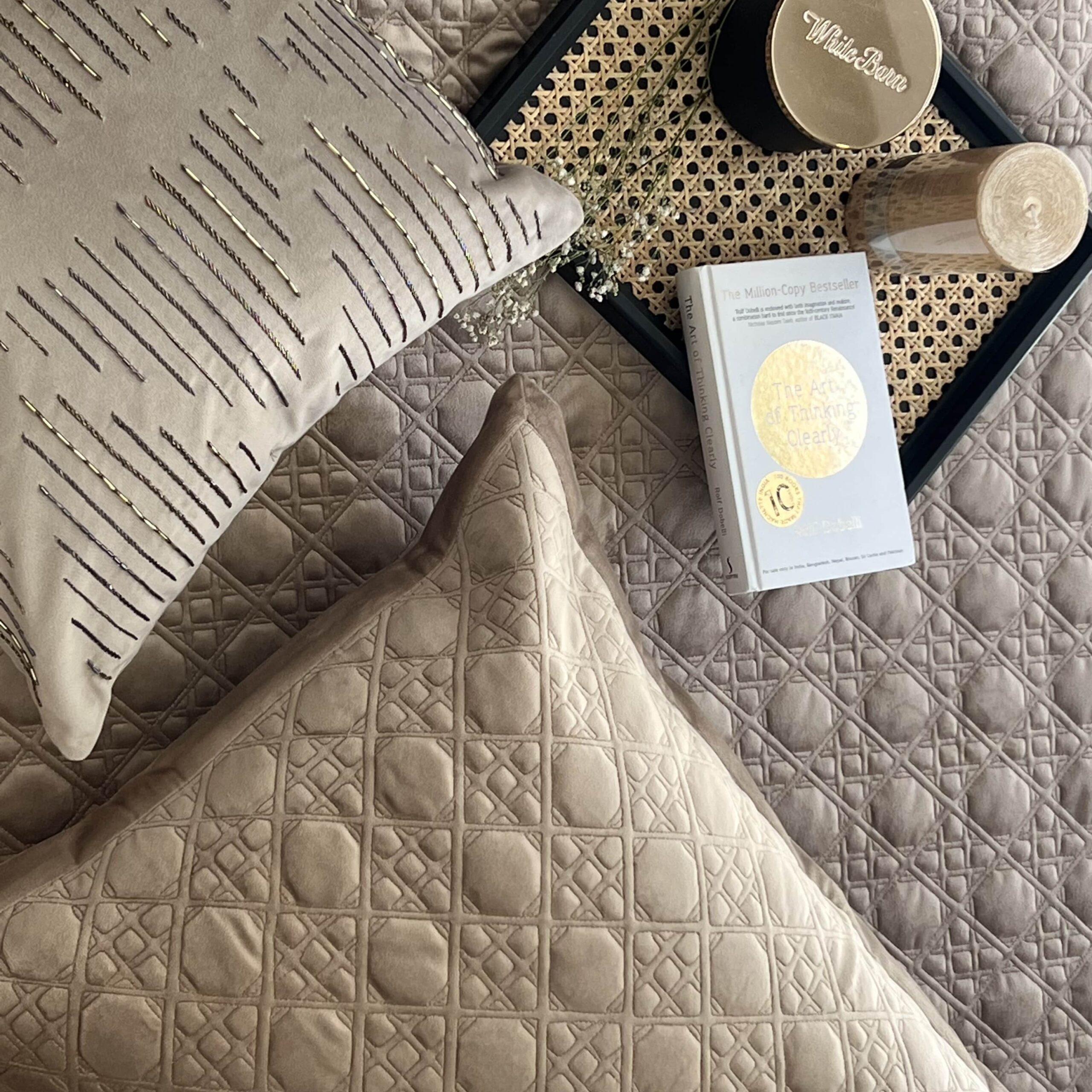 Stellar Champagne Gold Velvet Bedspread