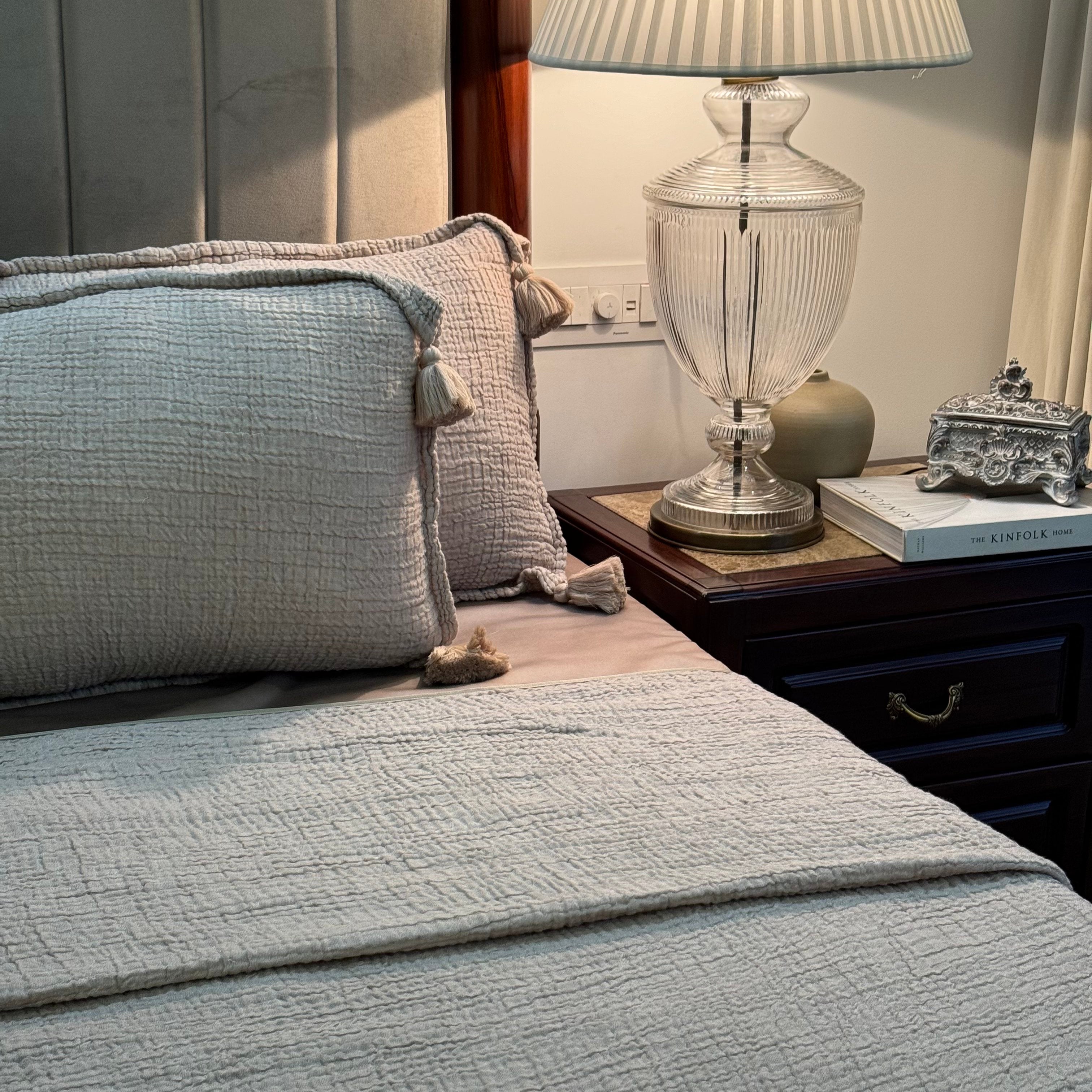 Meraki Beige Woven Bedspread