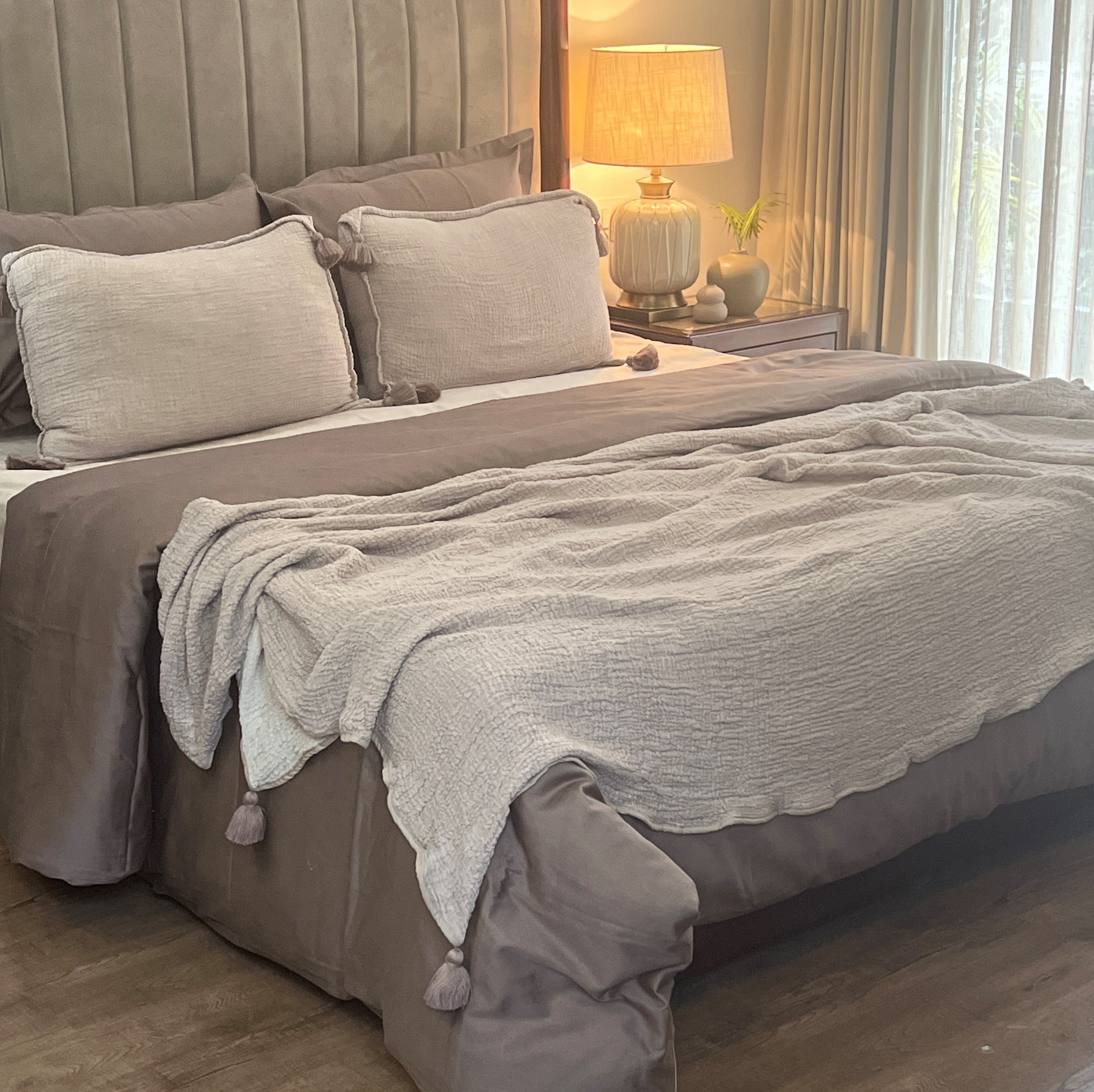 Meraki Buff Woven Bedspread