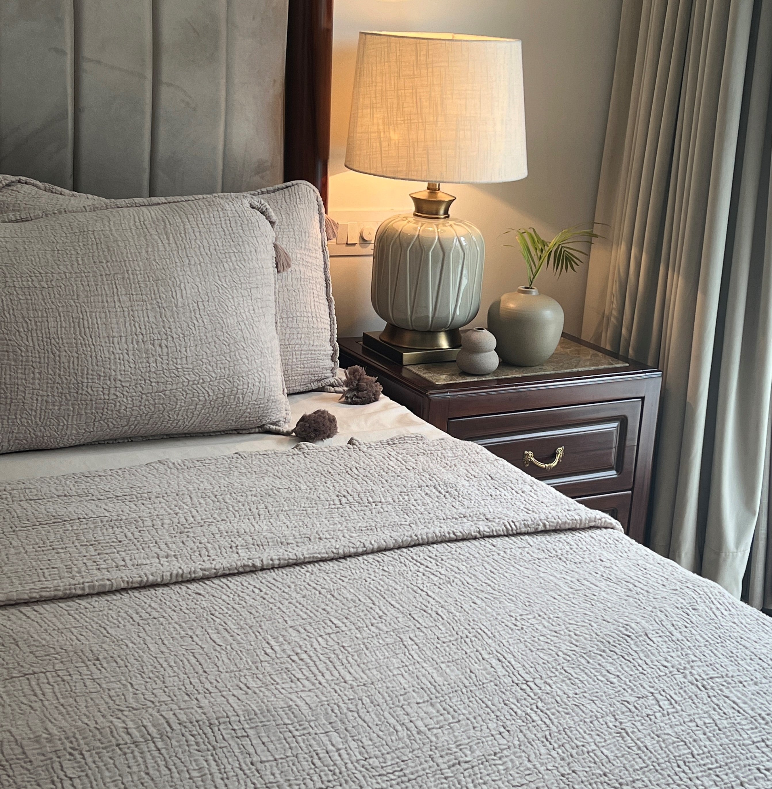 Meraki Buff Woven Bedspread