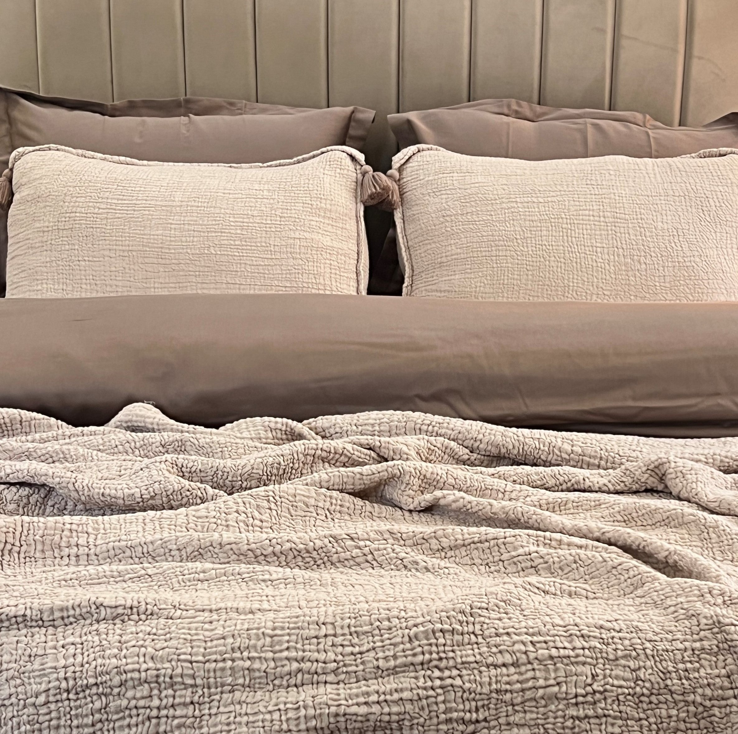 Meraki Buff Woven Bedspread