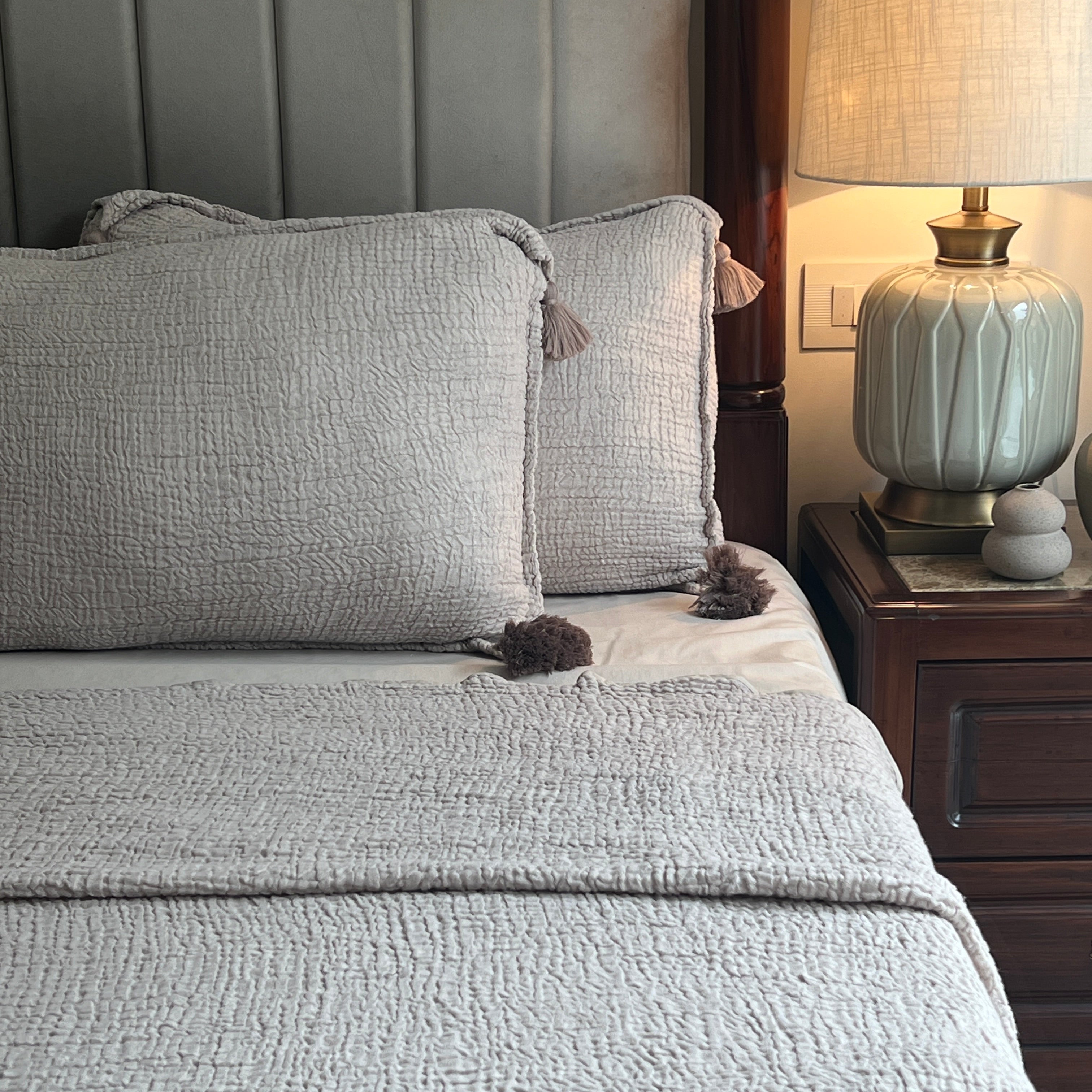 Meraki Buff Woven Bedspread