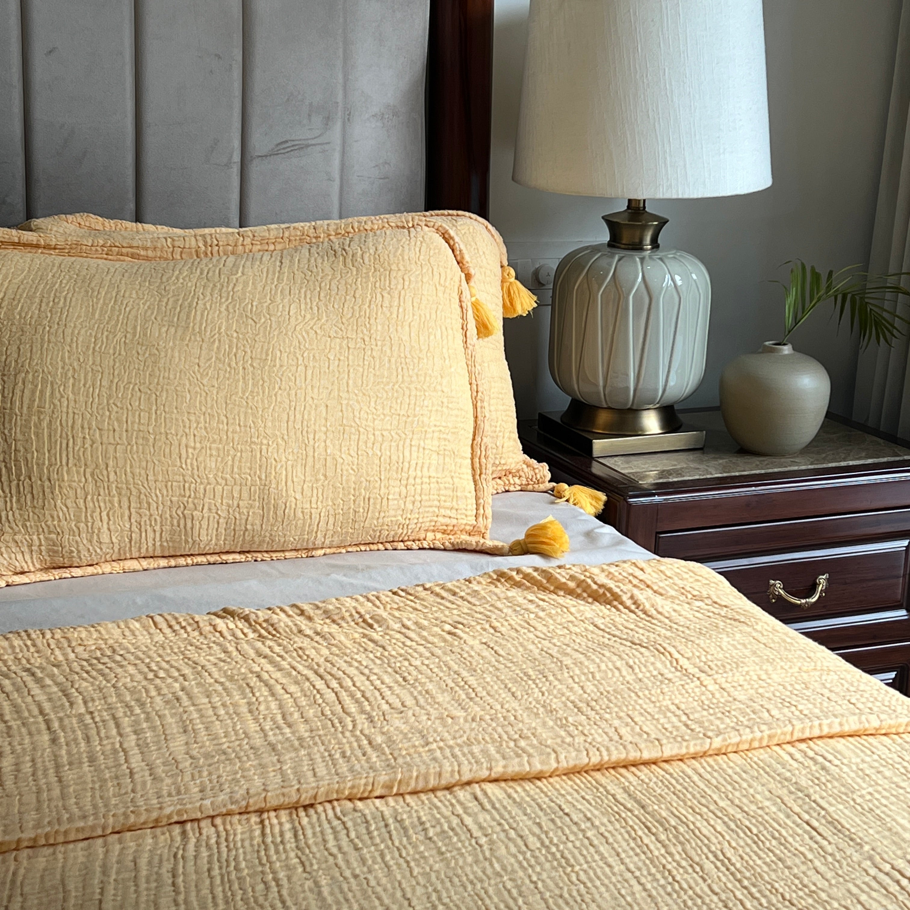 Meraki Buttercup Yellow Woven Bedspread