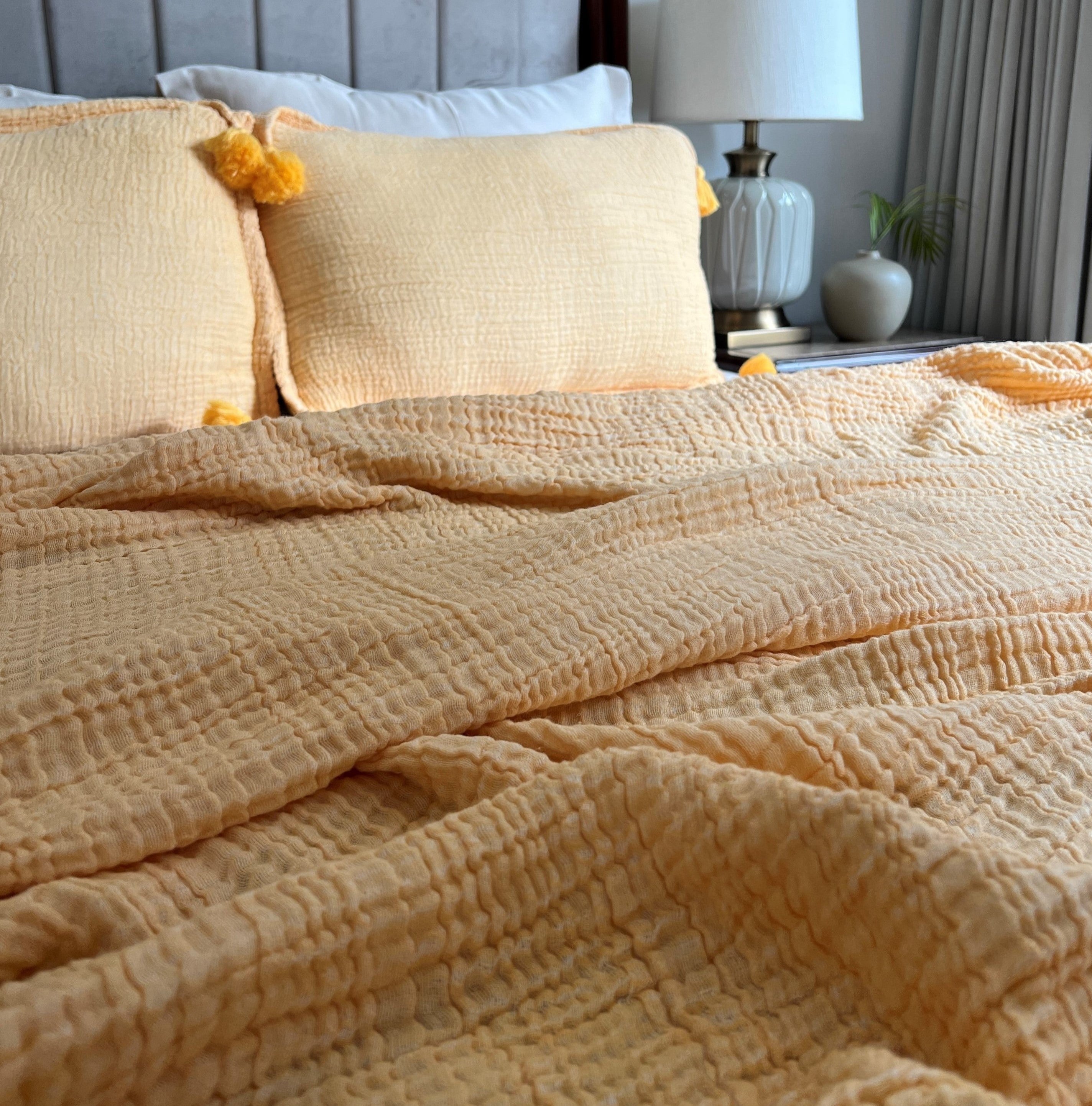 Meraki Buttercup Yellow Woven Bedspread