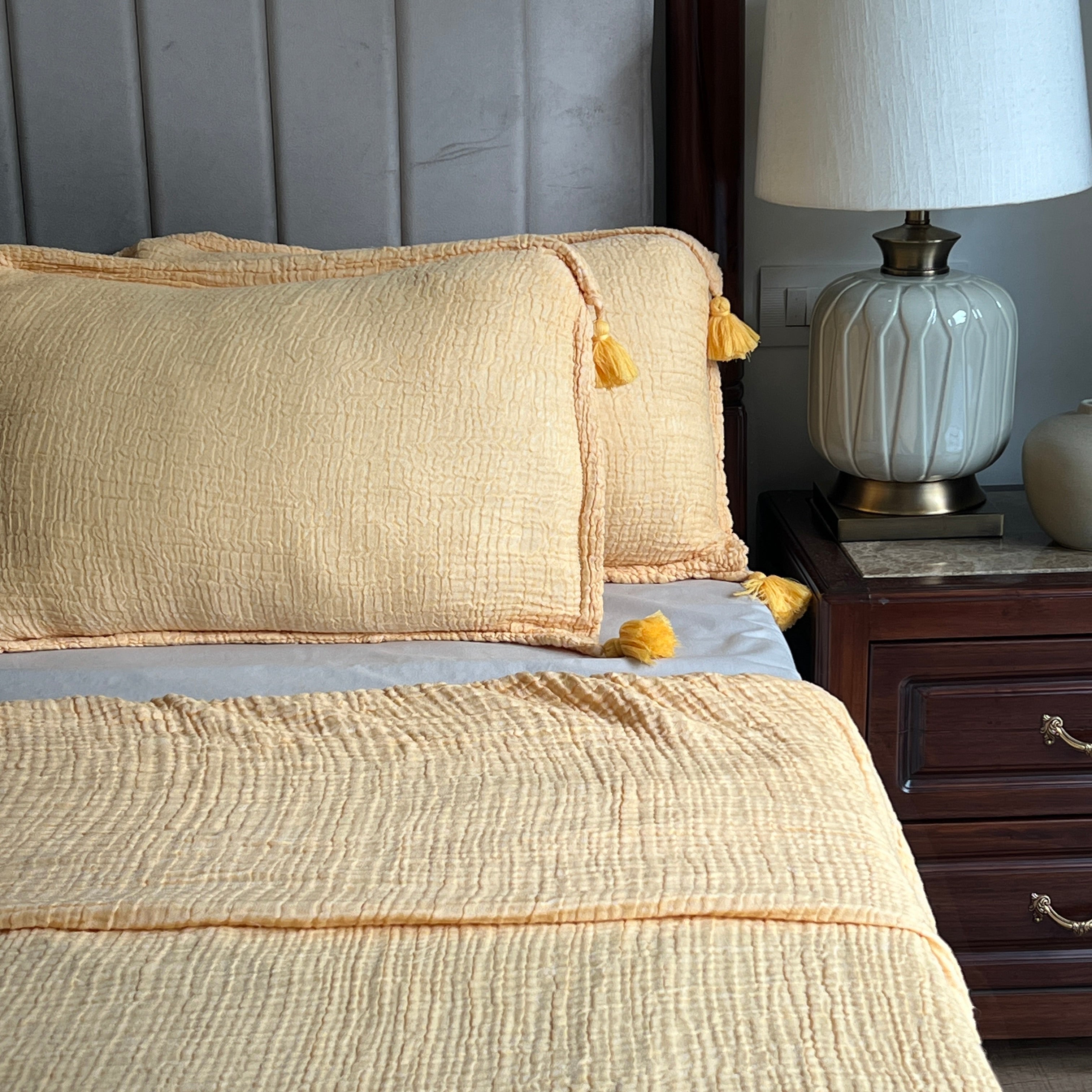 Meraki Buttercup Yellow Woven Bedspread