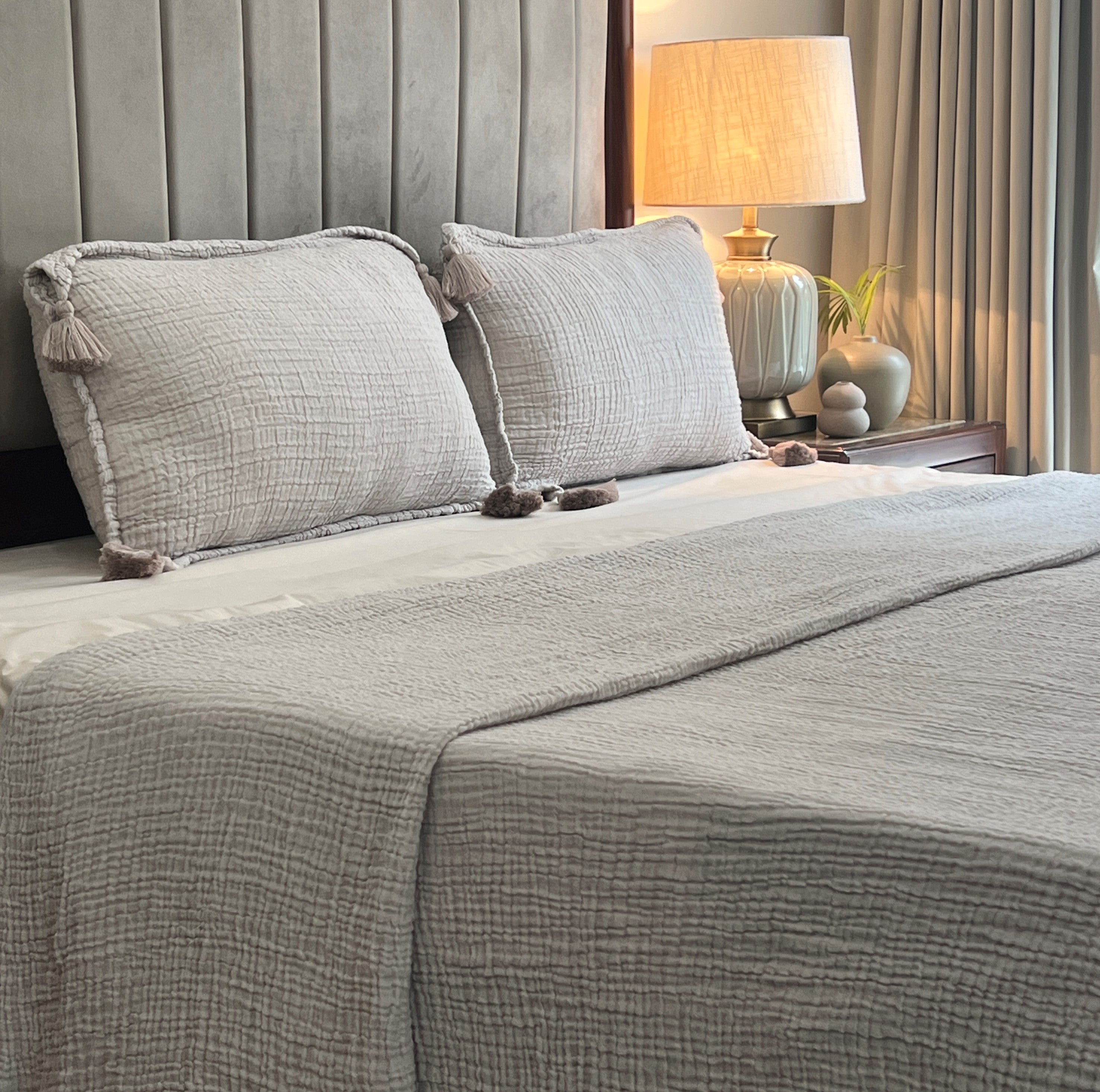 Meraki Greige Woven Bedspread