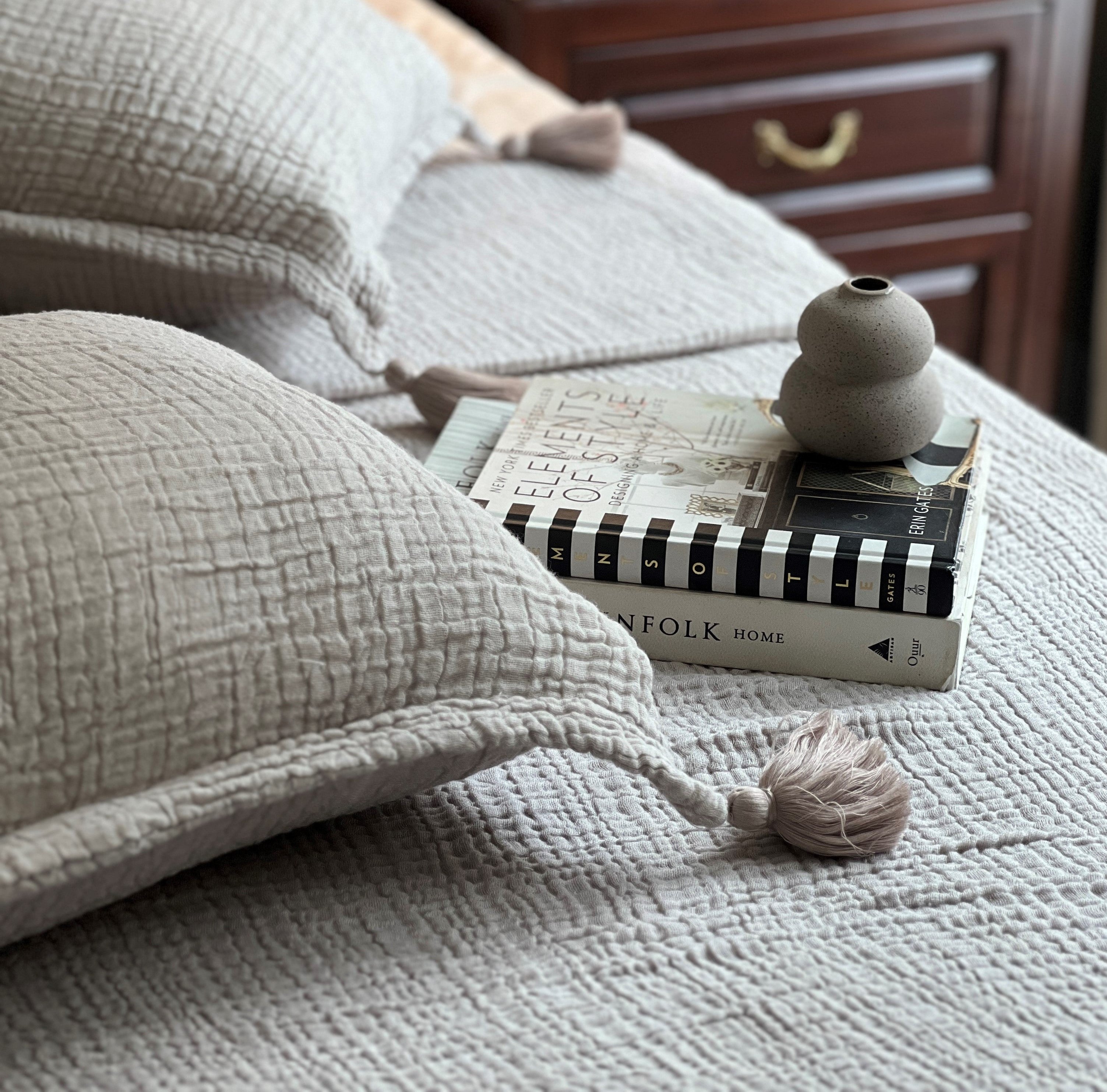 Meraki Greige Woven Bedspread