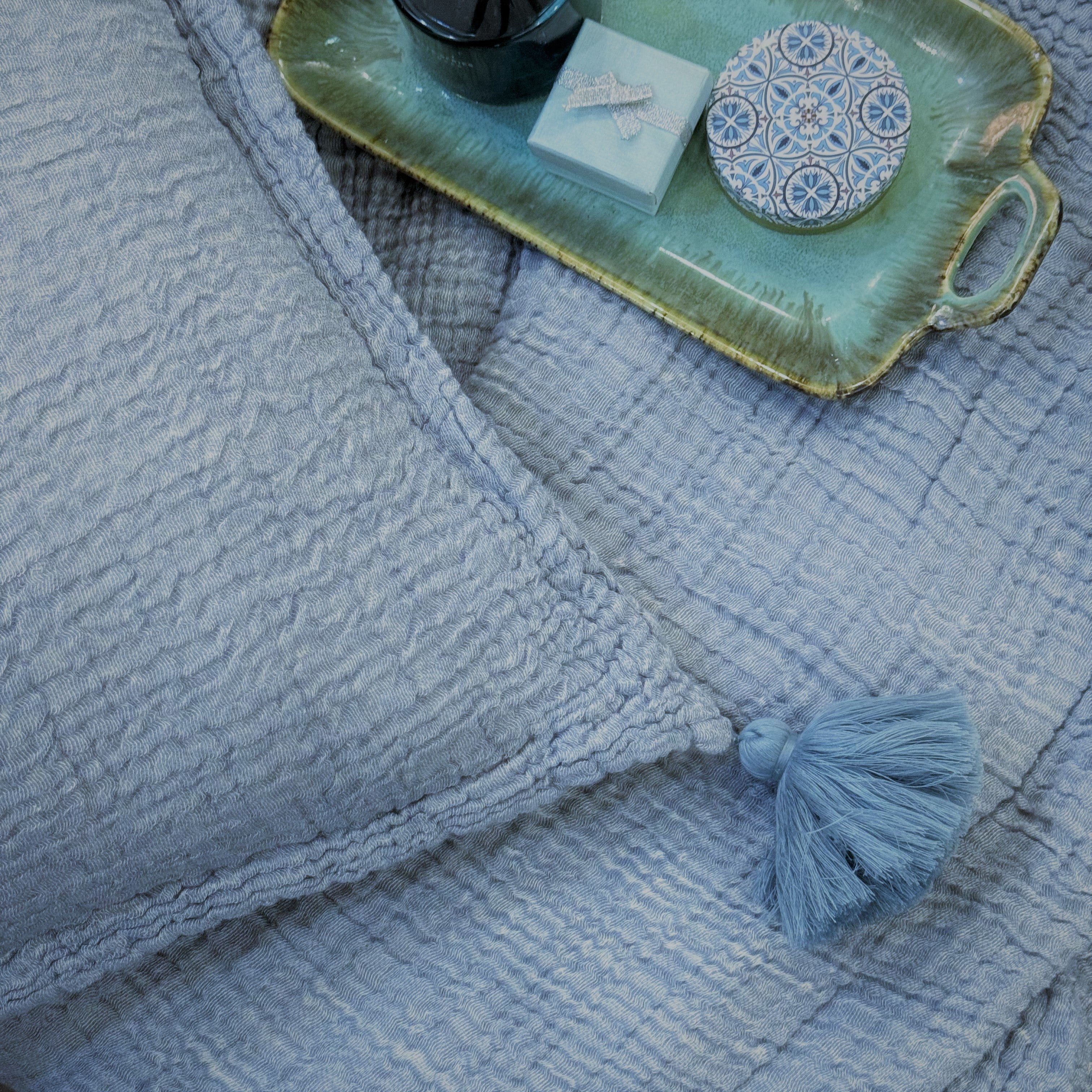 Meraki Indigo Woven Bedspread