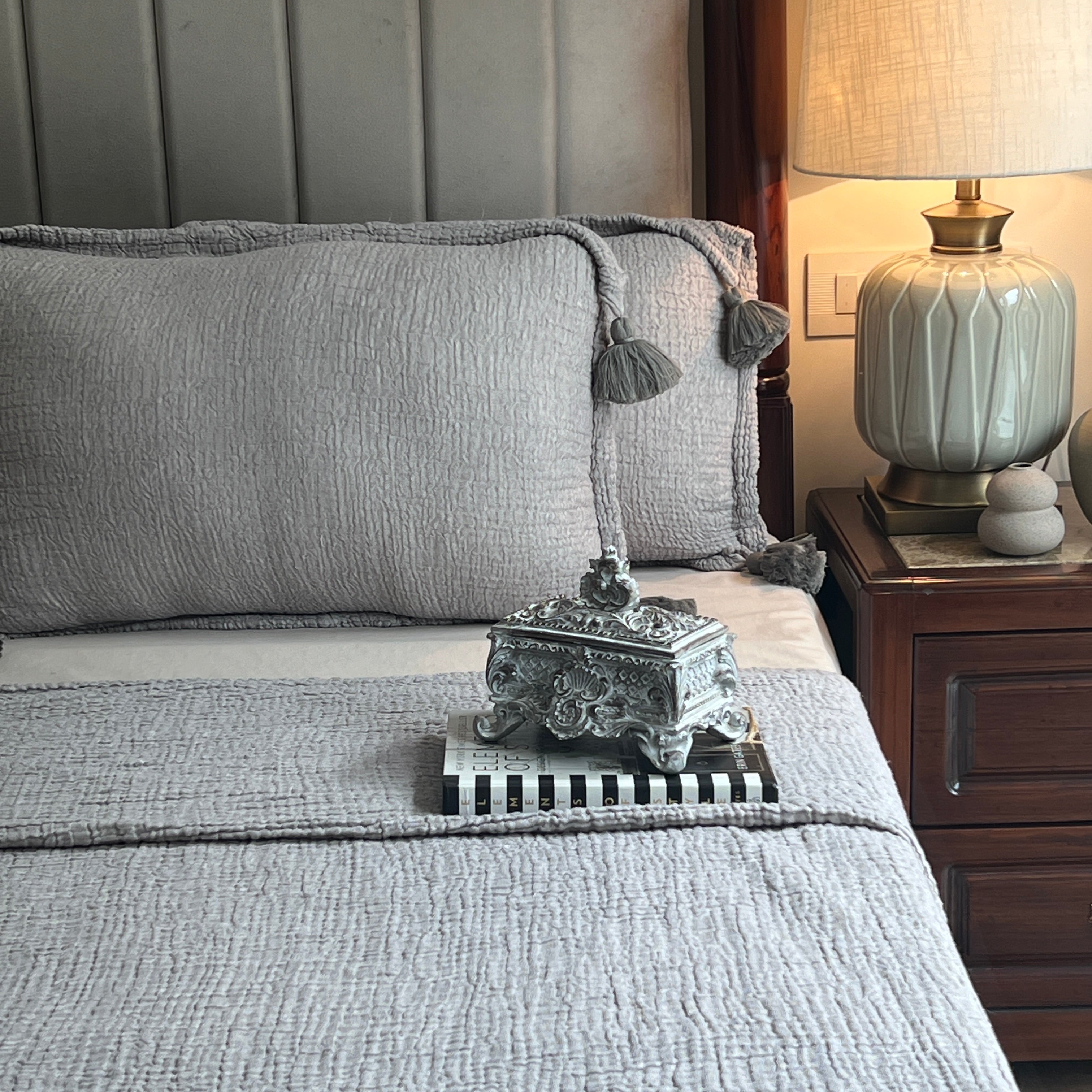 Meraki Slate Woven Bedspread