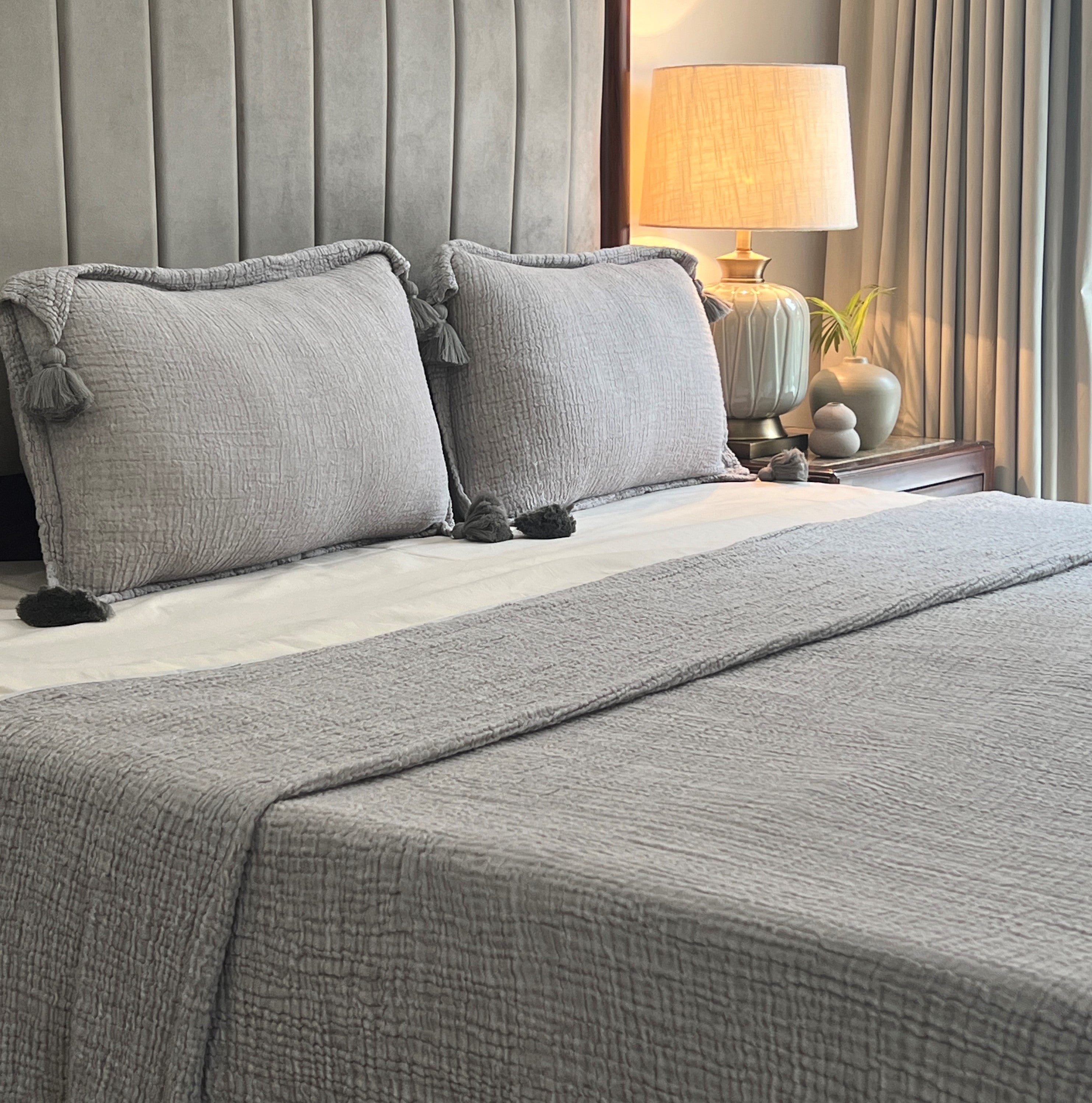 Meraki Slate Woven Bedspread