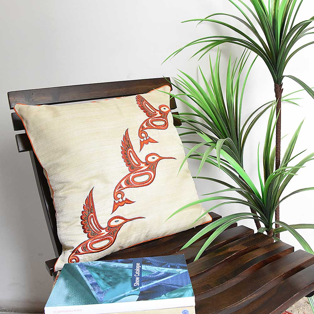 Rico White Silk Dupion Cushion Cover 16X16(Inch)