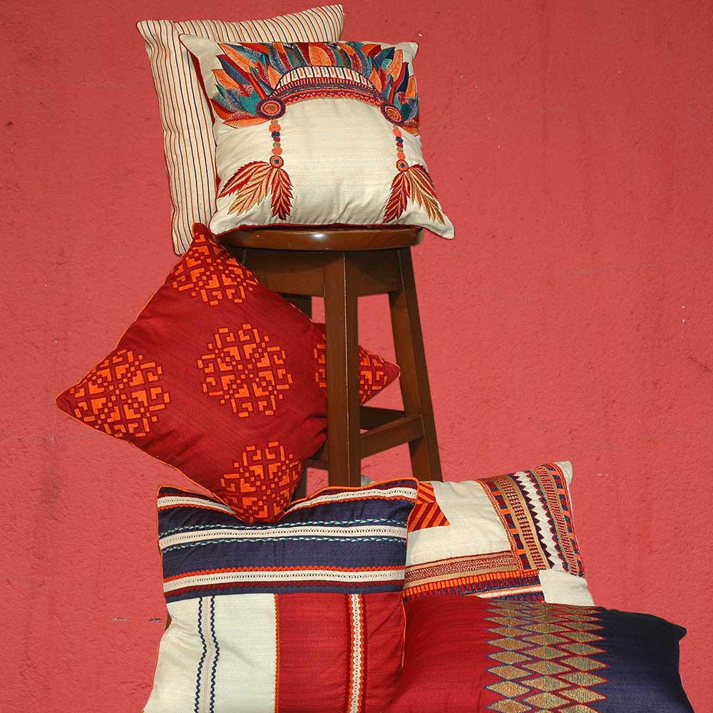 Durable Embroidered Silk Dupion Cushion Cover for Garden, Bedroom, Cushion Case 16x16
