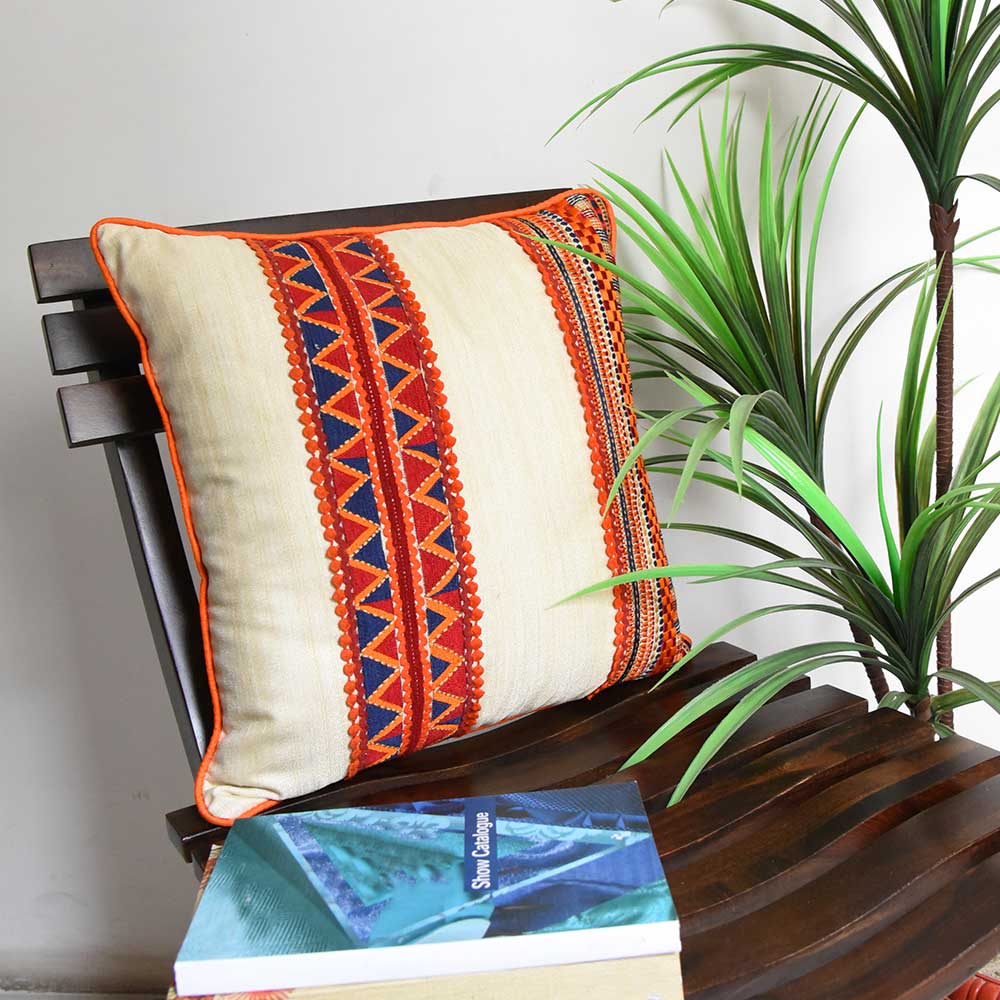 Home Furnishing Embroidered Silk Dupion Cushion Cover 16x16(Inch)