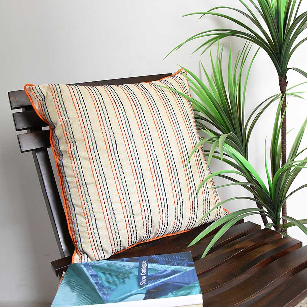Stitching and Embroidery Multi Color Silk Cushion Covers 16X16(Inch)