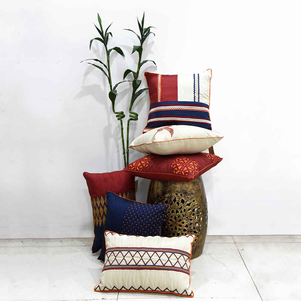 Lace Dupion Silk Cushion Covers Multi Coloured Cushion Cases for Bedroom, Drawing Room, Living Room 16x16…