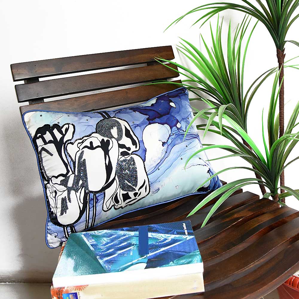 Digital Floral Printed Cushion Covers 12" X 18" Home Decorative Cushion Case, Floral Print Cushion Pillow Case