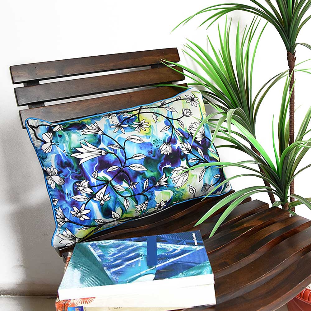 Blue Orchid Digital Floral Cushions Case 12X18(Inch)