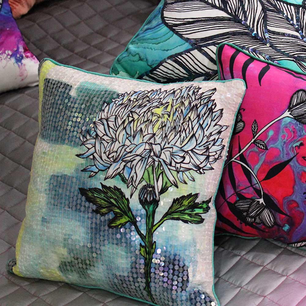 Floral Digital Print Polyester Car Sofa Cushion Cover 16" X 16" Home Colorful Floral Pattern Cushion Pillow Case…