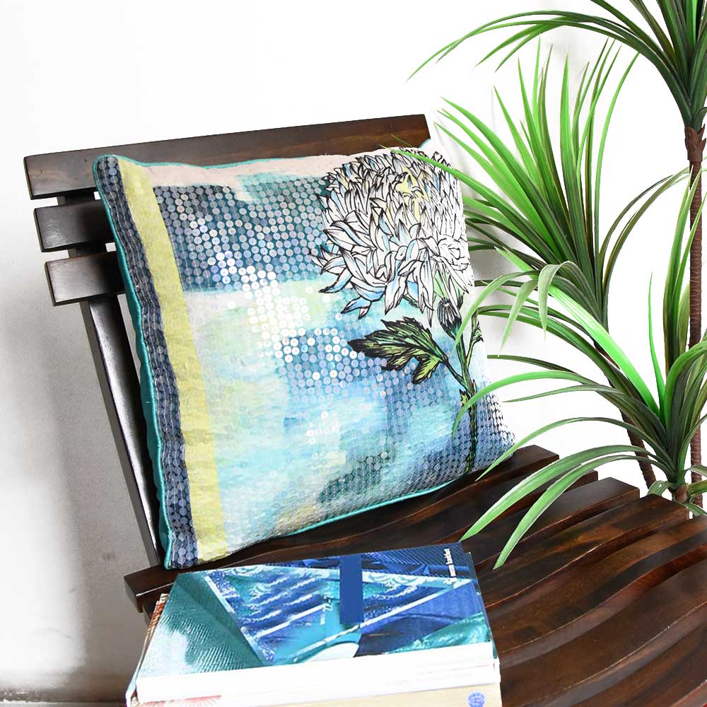 Floral Digital Print Polyester Car Sofa Cushion Cover 16" X 16" Home Colorful Floral Pattern Cushion Pillow Case…