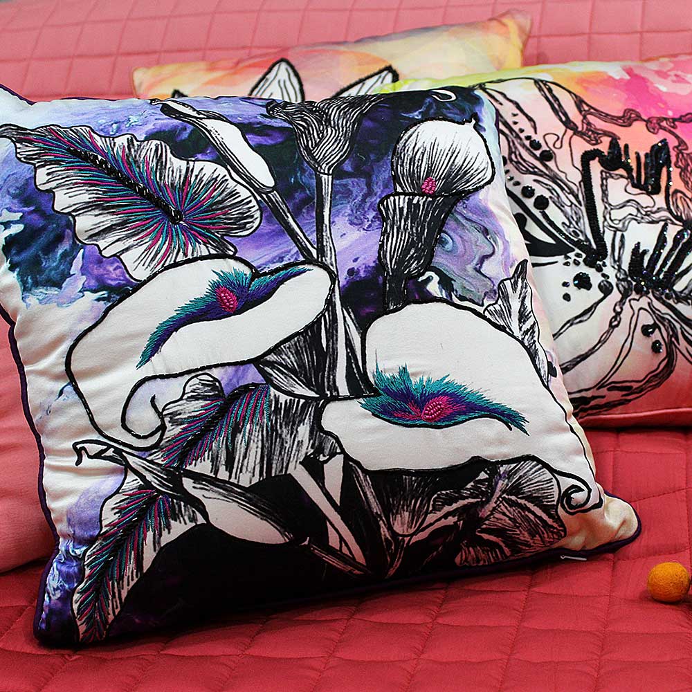 Beautiful Multi Color Floral Digital Printed Polyester Cushion Cover 16" X 16" Living Room, Bedroom, Patio Floral Printed Cushion Cover…