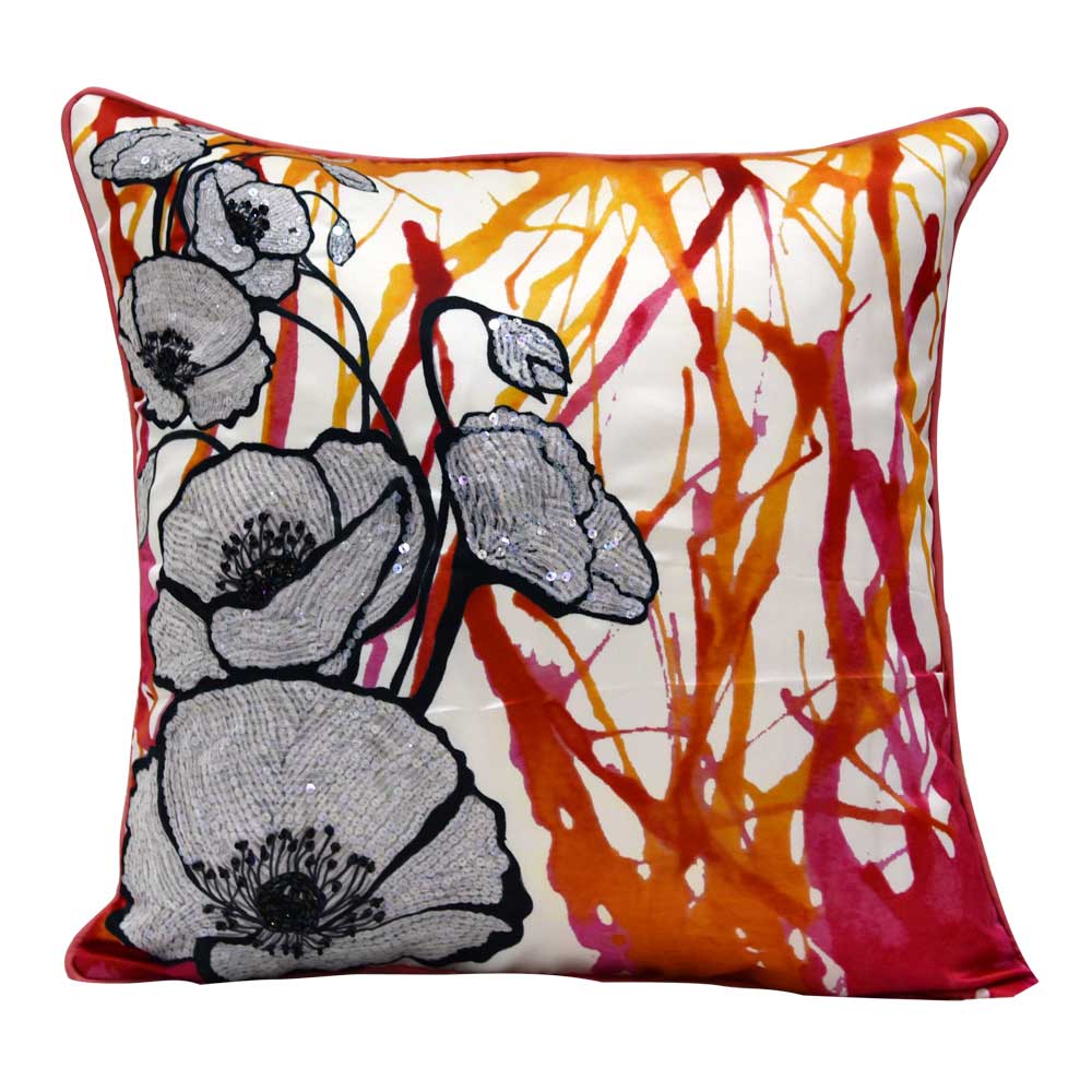 Peach Blossom Hand Printed Beautiful Digital Print Cushion Cover 16 X 16(Inch)...