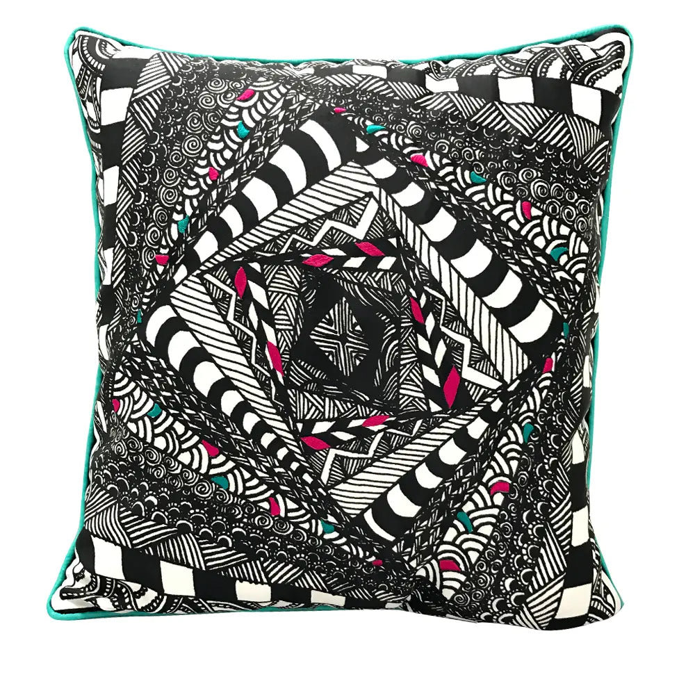 Geometric Digital Printed Designer Cushion Cover Black and White Home Decor Digital Pillow Cushion Case 16" X 16"…