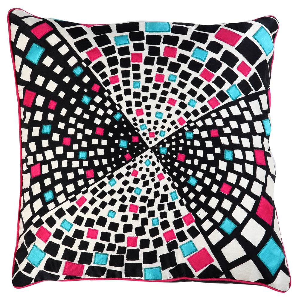 Geometric Pattern Starry Digital Printed Cushion Cover Exceptional Quality with Polyester Black & White Color Use for Sofa Car Chair Living Room Dining Room Bed Room 16" X 16"